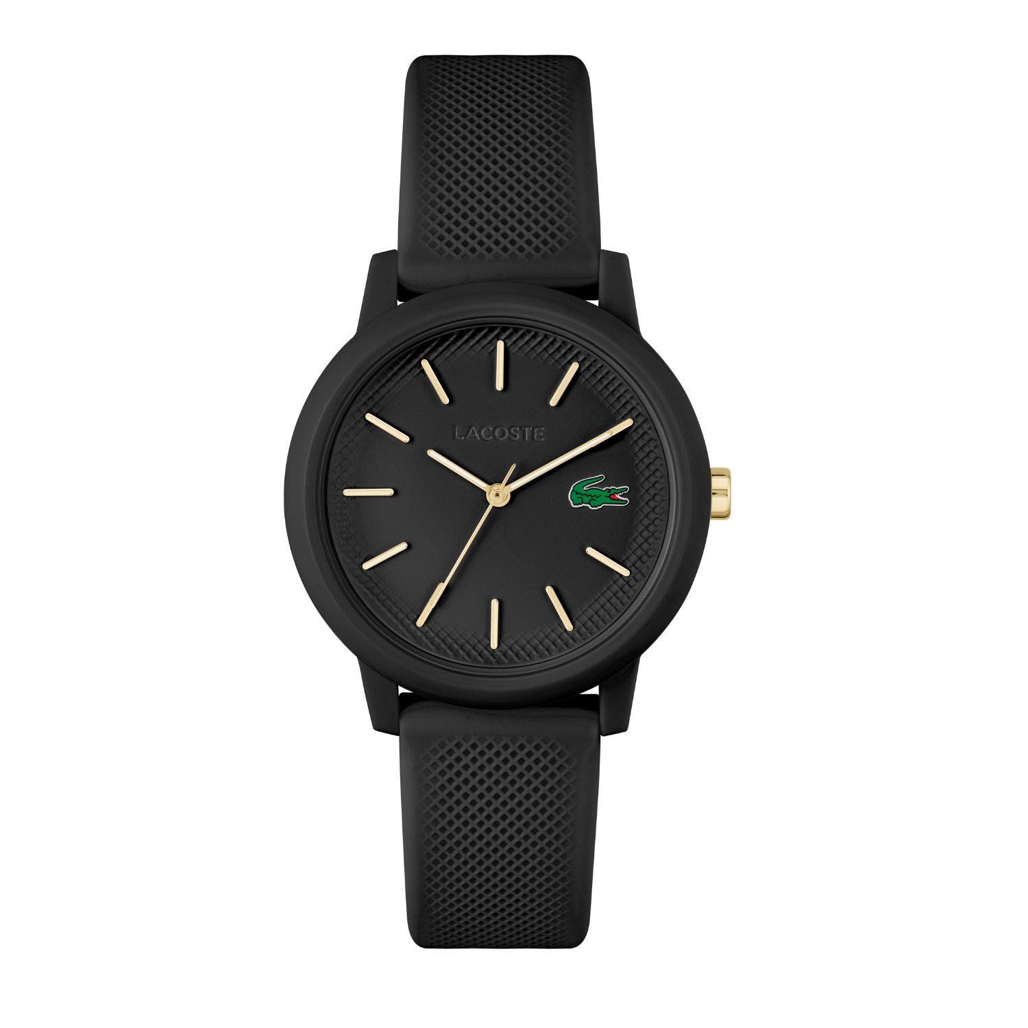 Women's Lacoste.12.12 Black Silicone Strap Watch