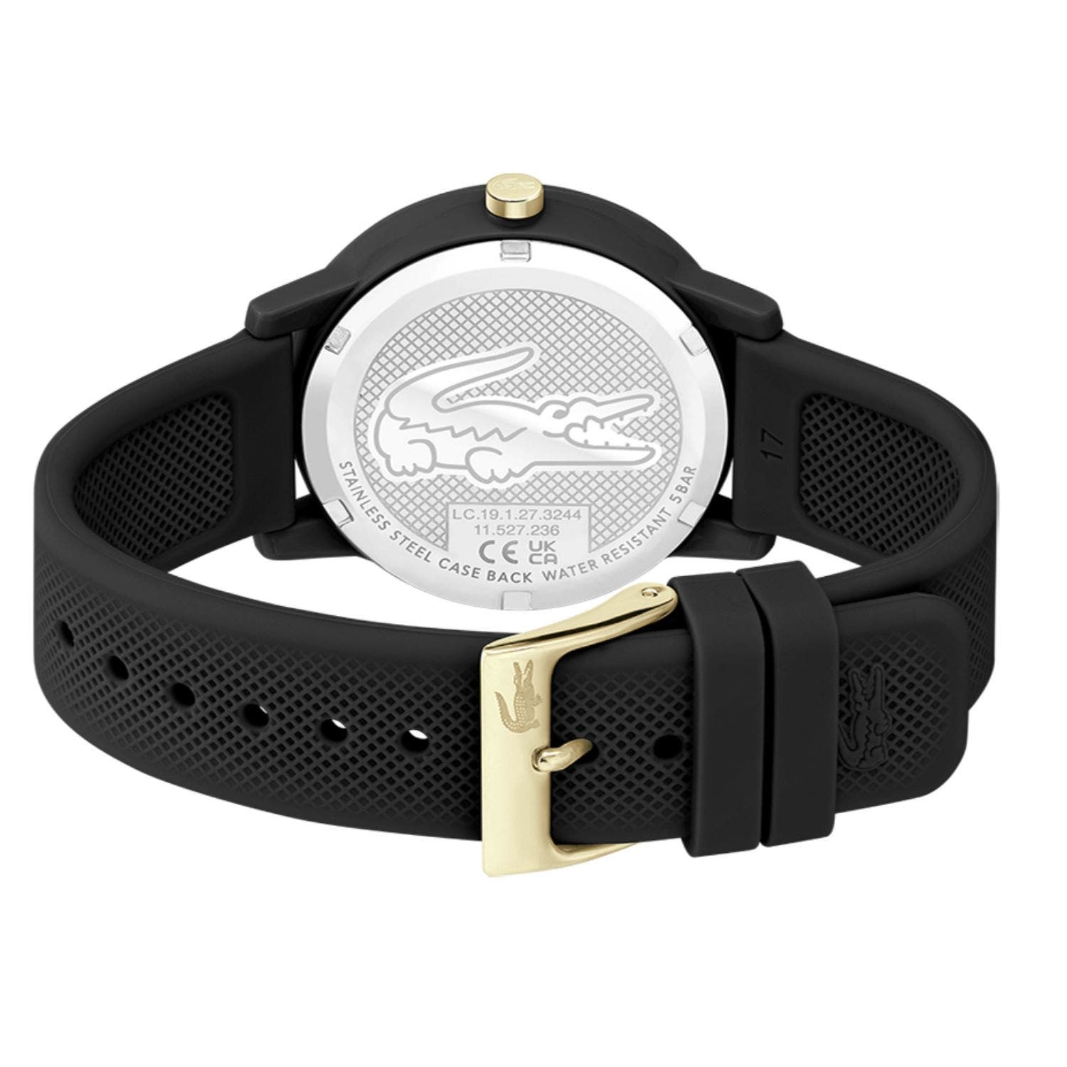 Women's Lacoste.12.12 Black Silicone Strap Watch