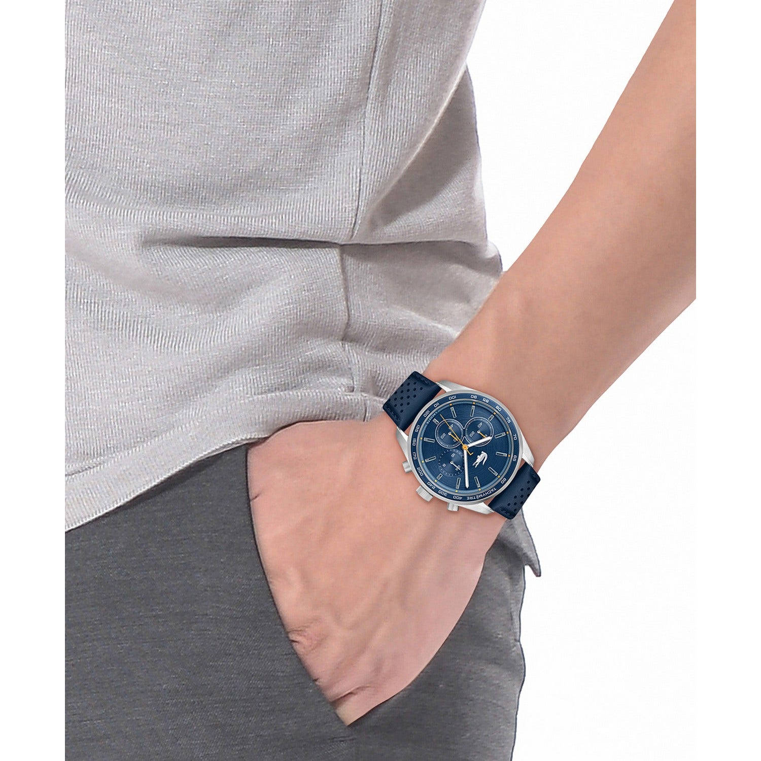 Men Boston Leather Analogue Chronograph Watch