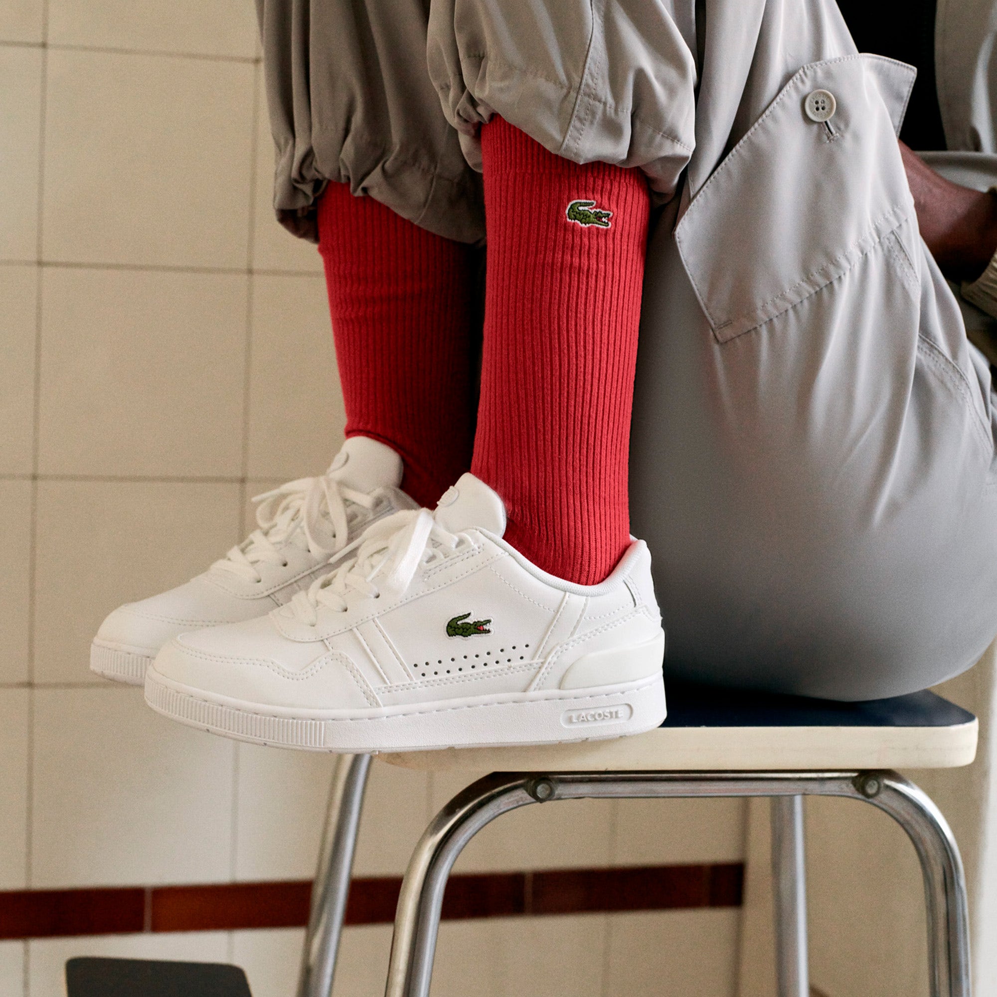 Women's Lacoste T-Clip Leather Trainers