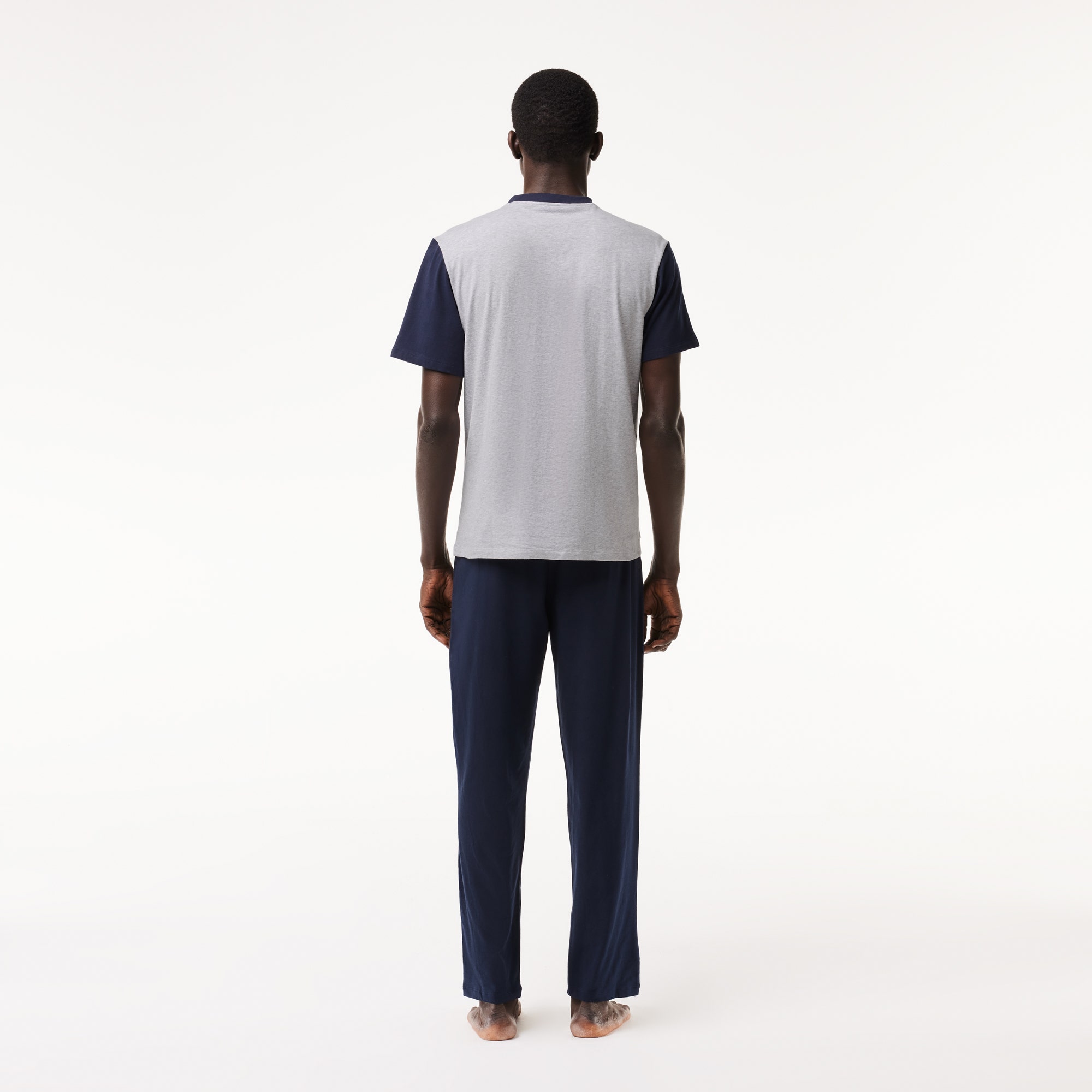 Long Colour-Block Cotton Pyjama Set
