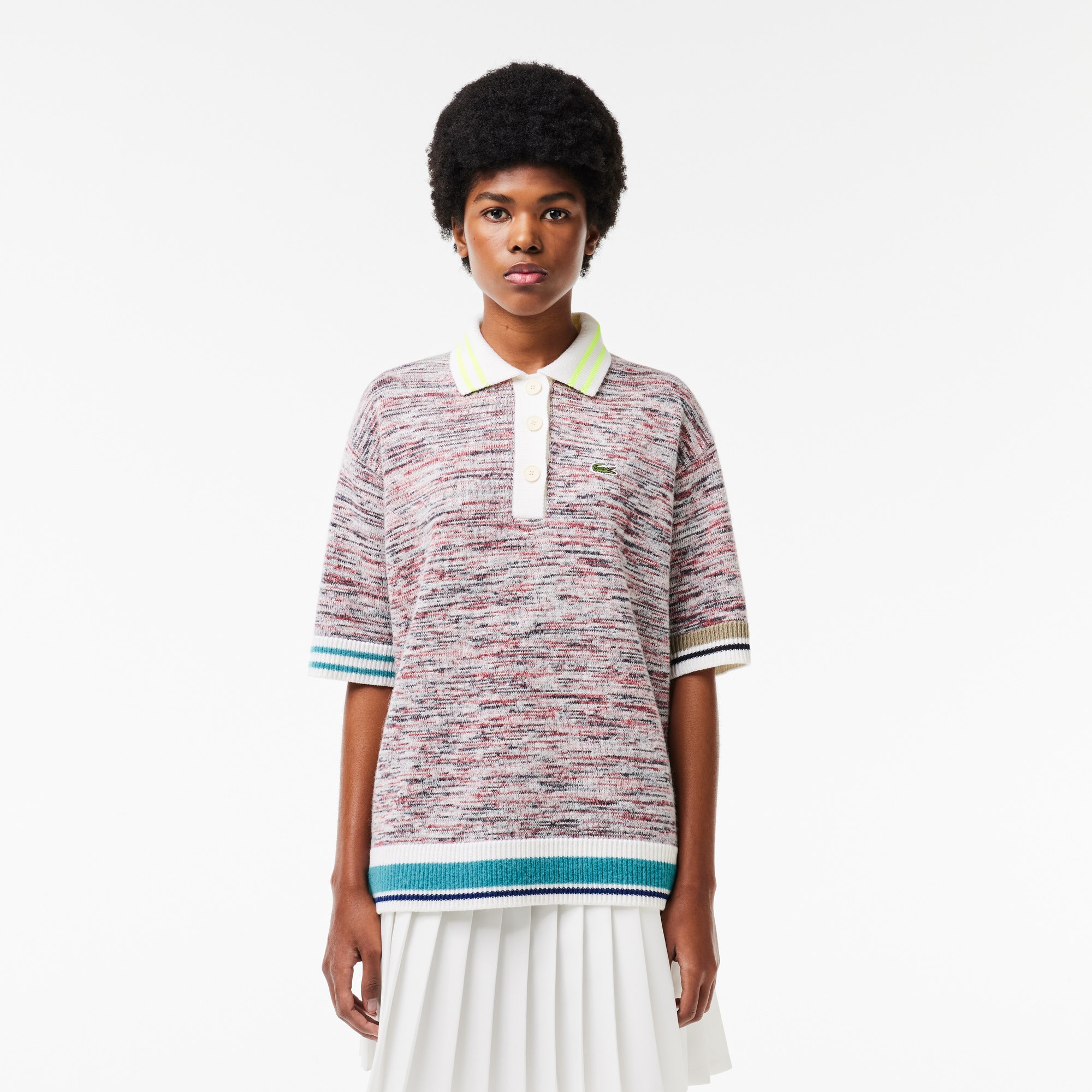 Cotton and Alpaca Blend Polo Neck Sweater