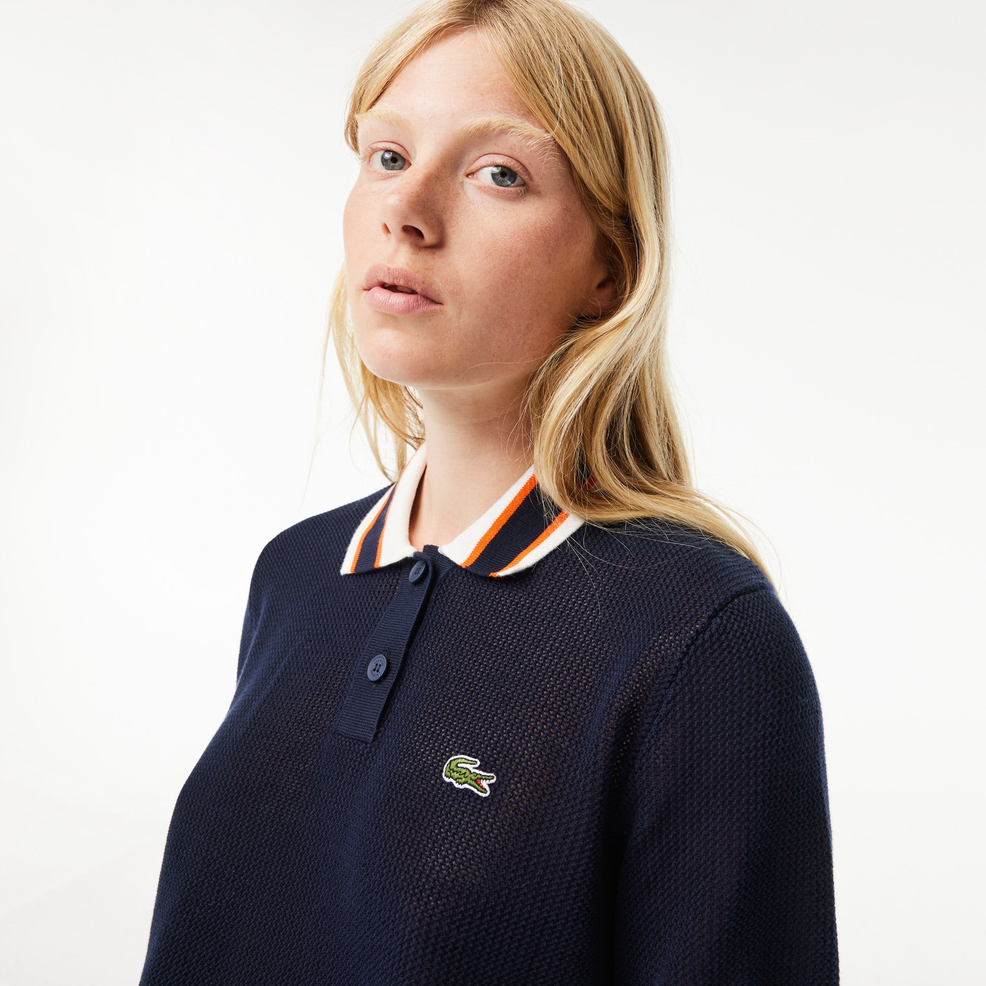 Short Sleeved Polo Neck Cotton Sweater