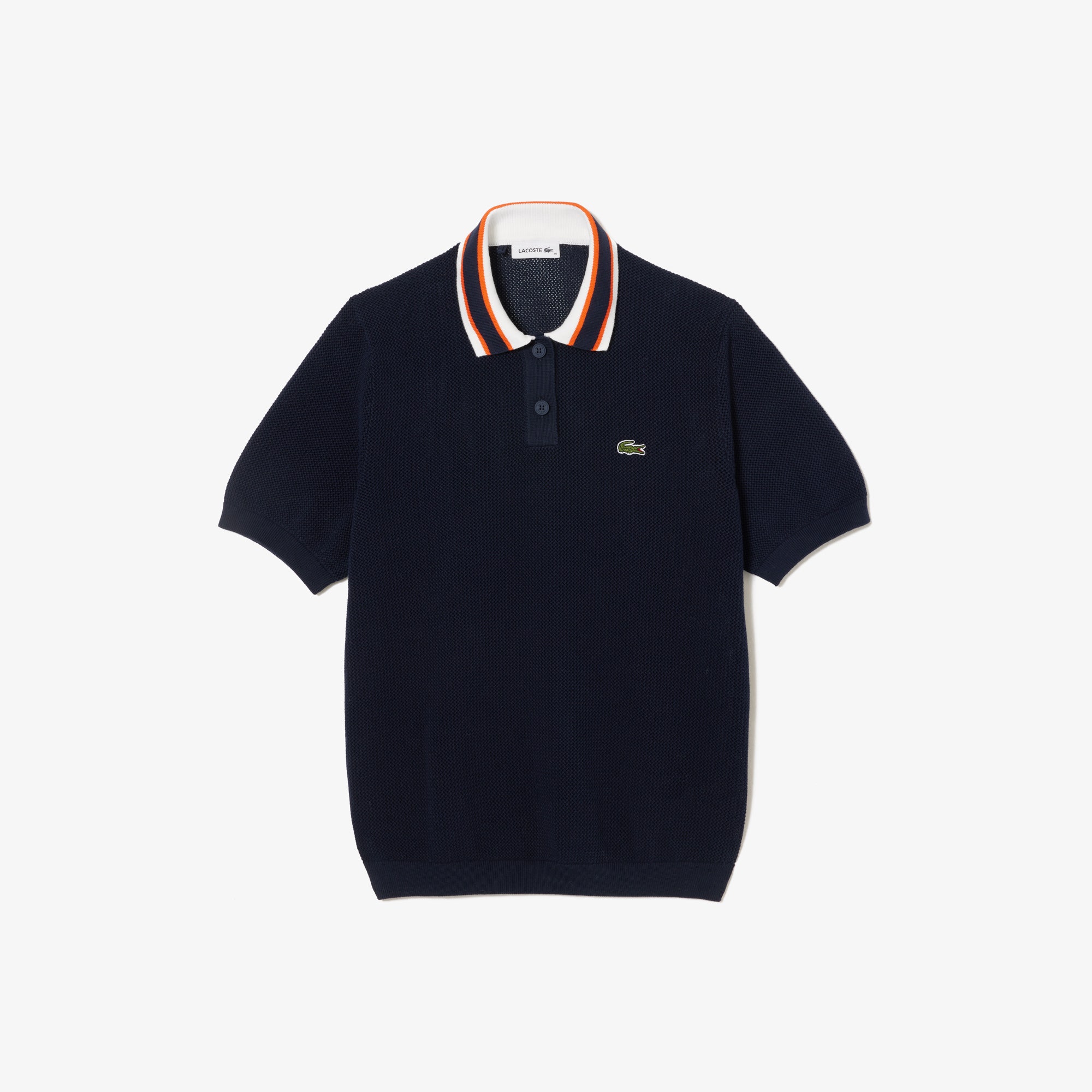 Short Sleeved Polo Neck Cotton Sweater