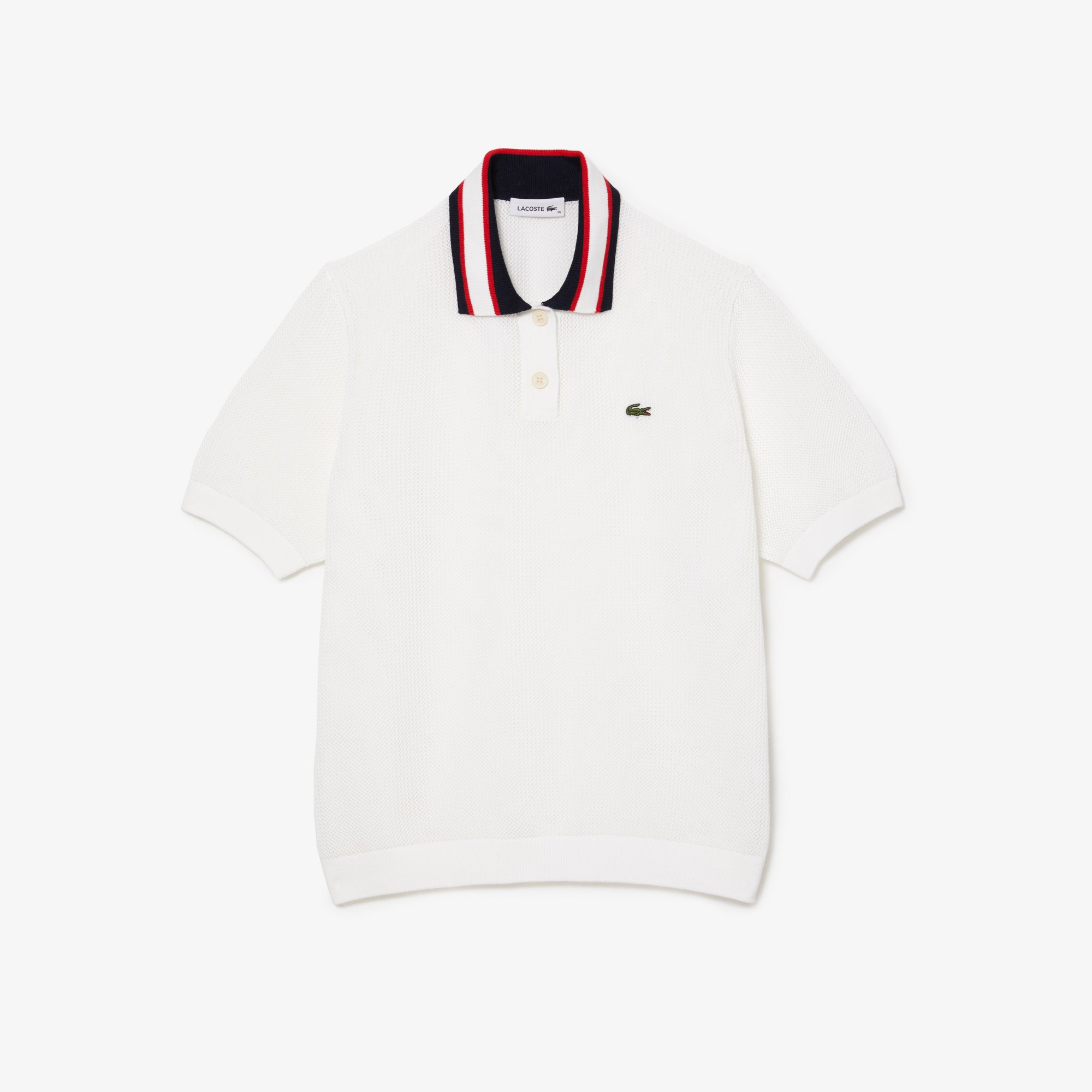 Short Sleeved Polo Neck Cotton Sweater