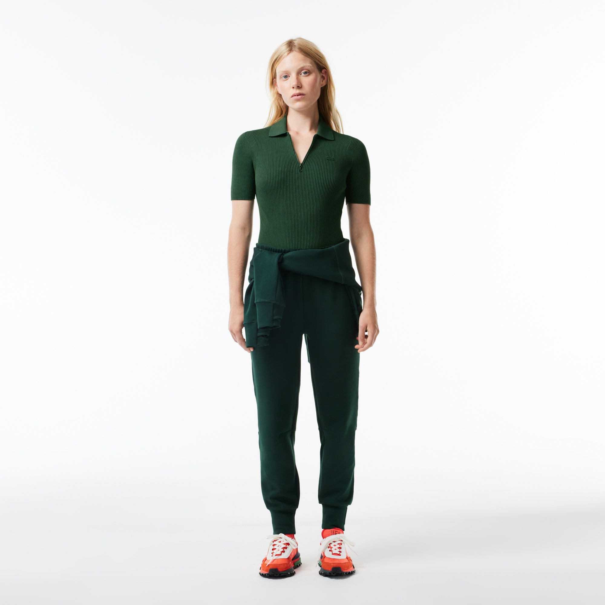 Women's Lacoste Zipped Knit Polo Shirt