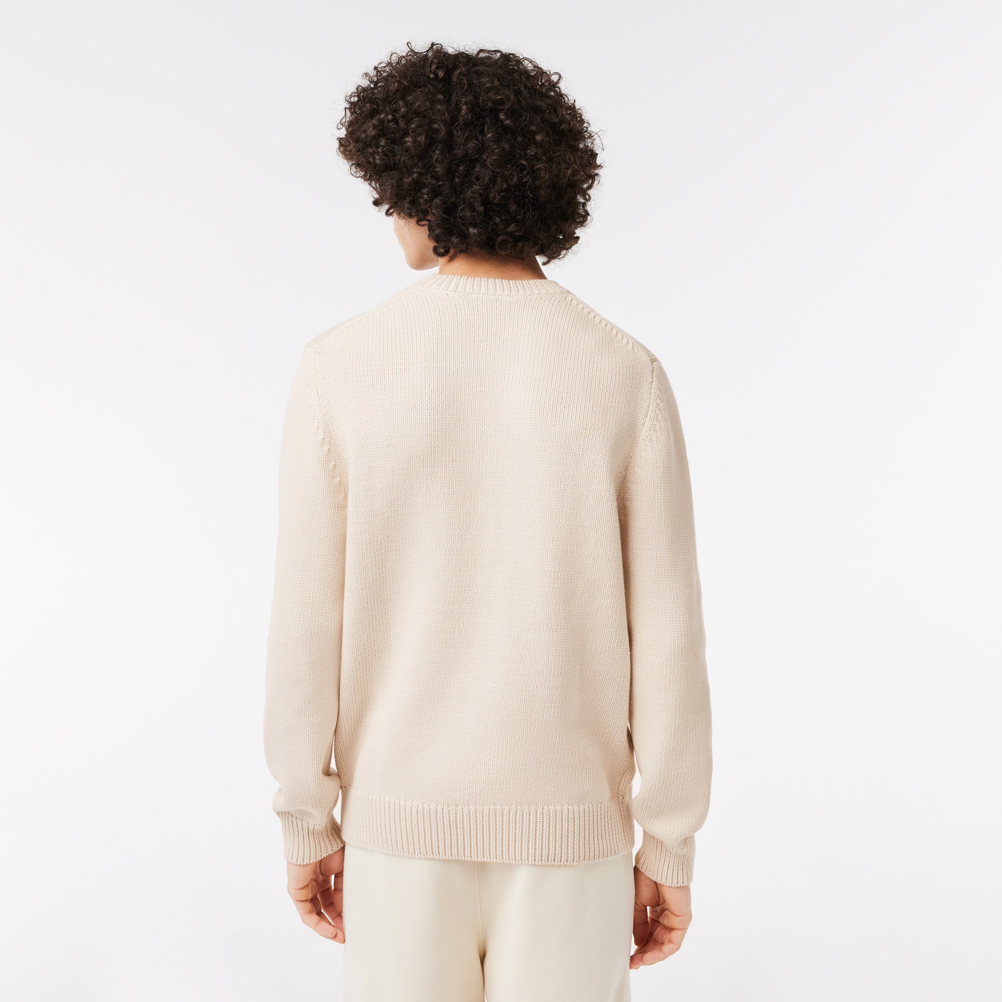 Cotton sweater with contrasting jacquard pattern
