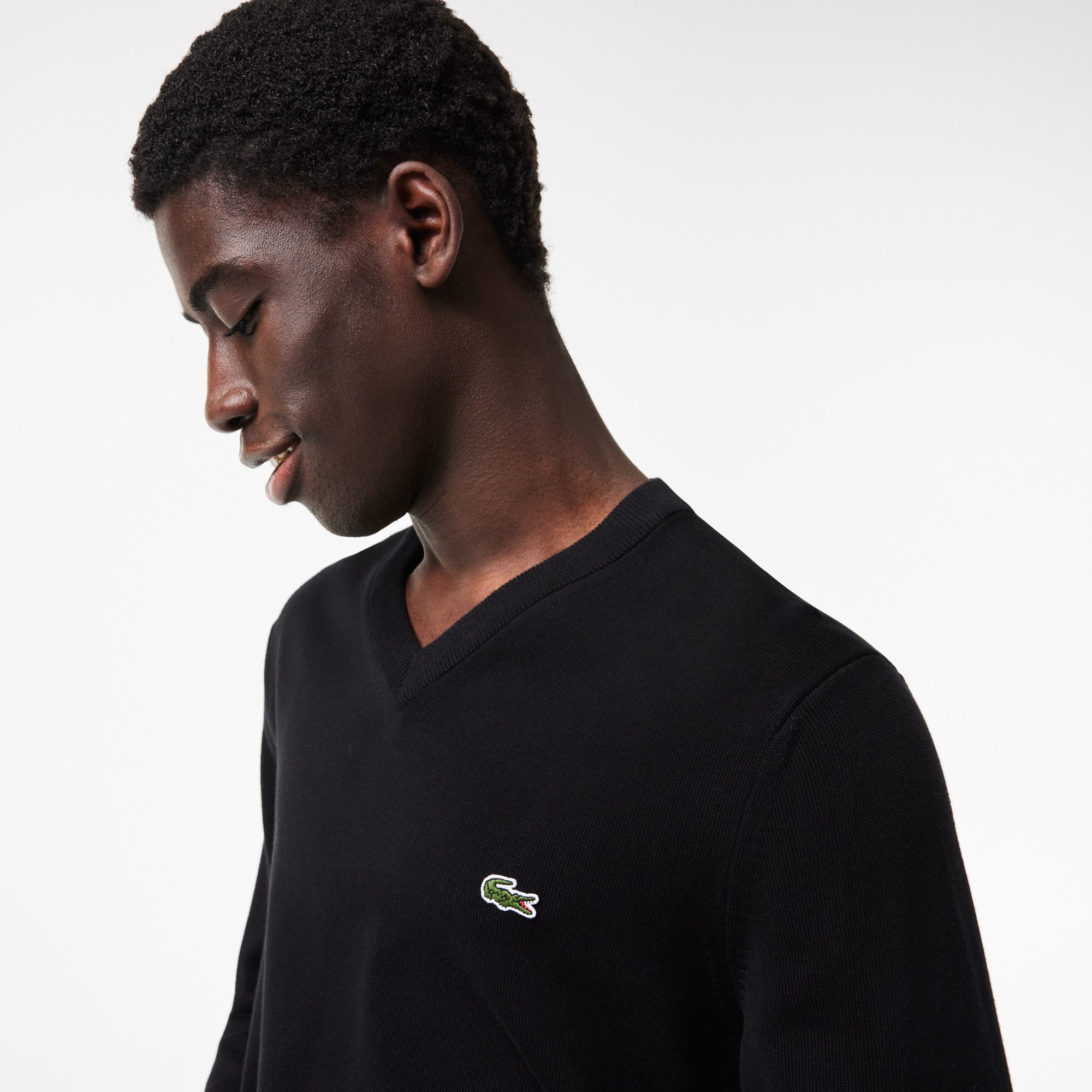 Monochrome Cotton V-neck Sweater