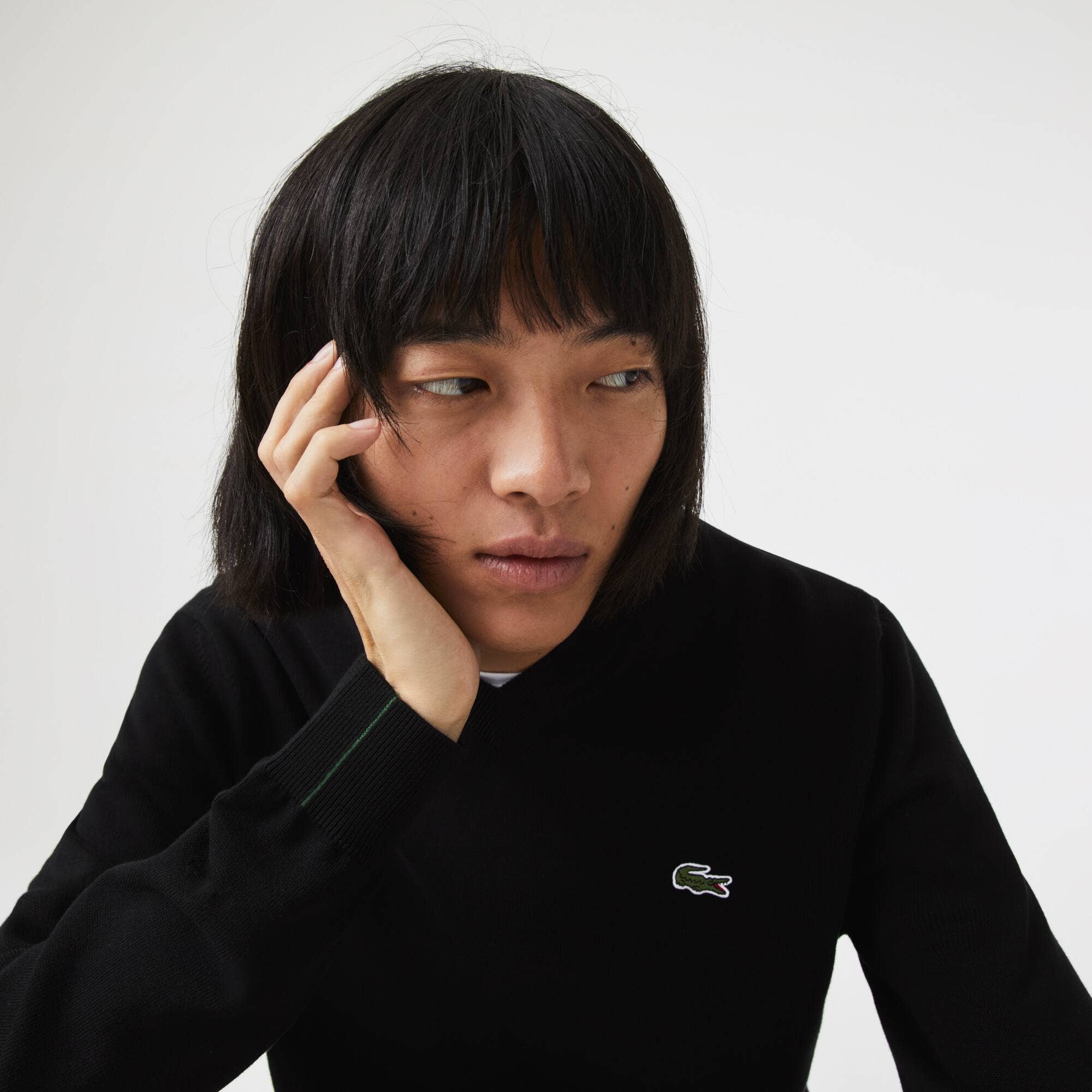 Monochrome Cotton V-neck Sweater