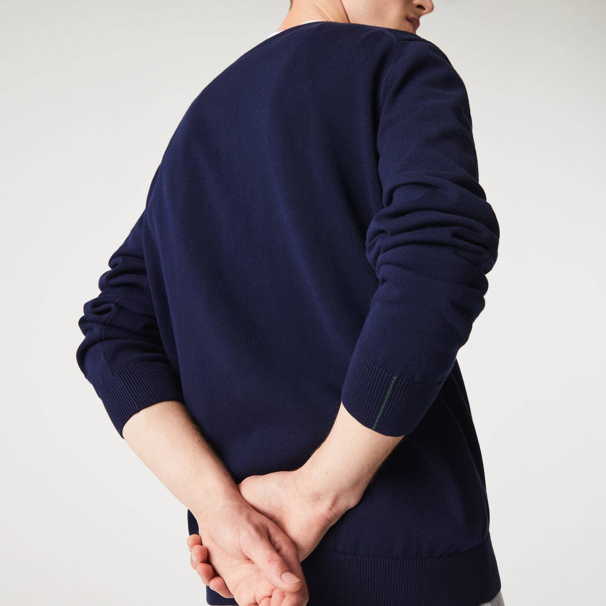 Monochrome Cotton V-neck Sweater