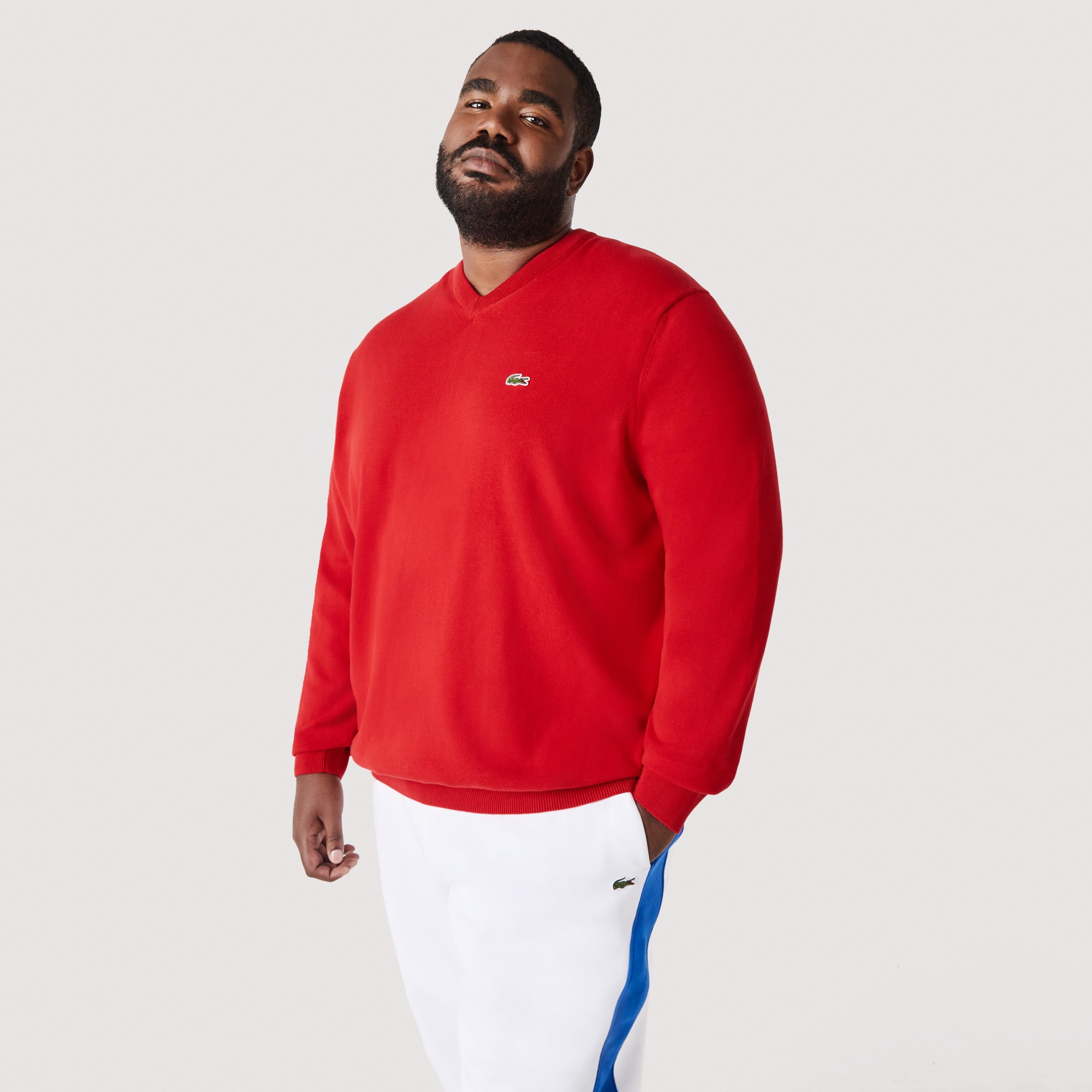 Monochrome Cotton V-neck Sweater