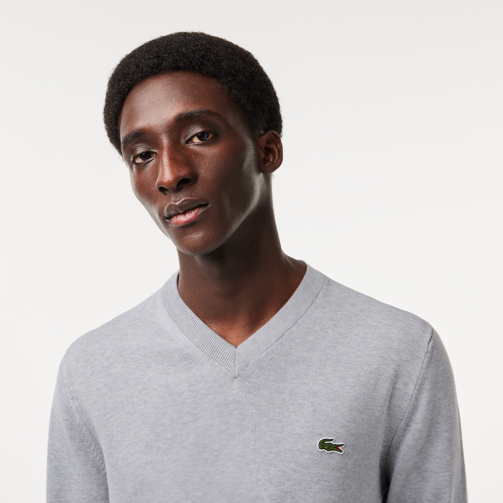 Monochrome Cotton V-neck Sweater