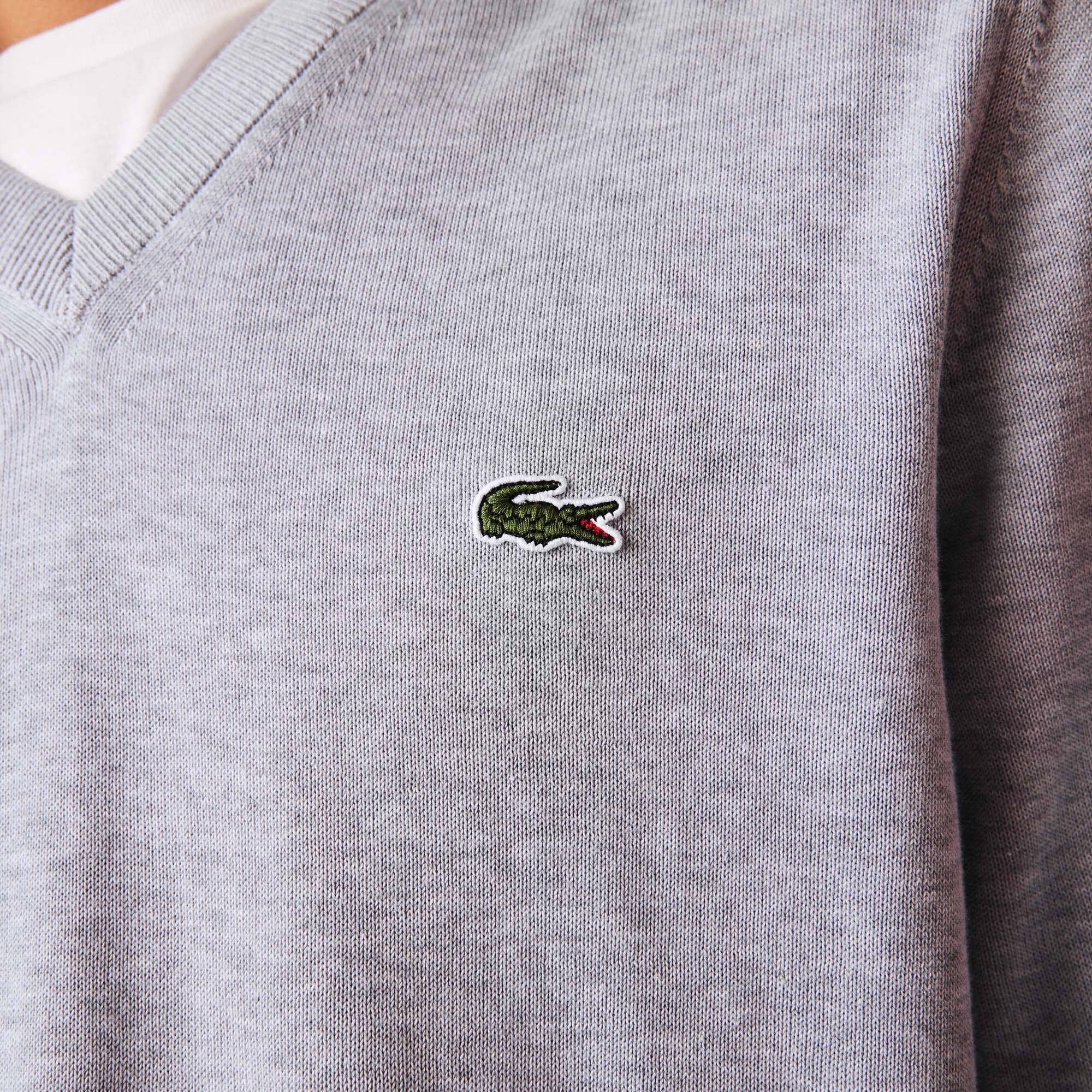 Monochrome Cotton V-neck Sweater