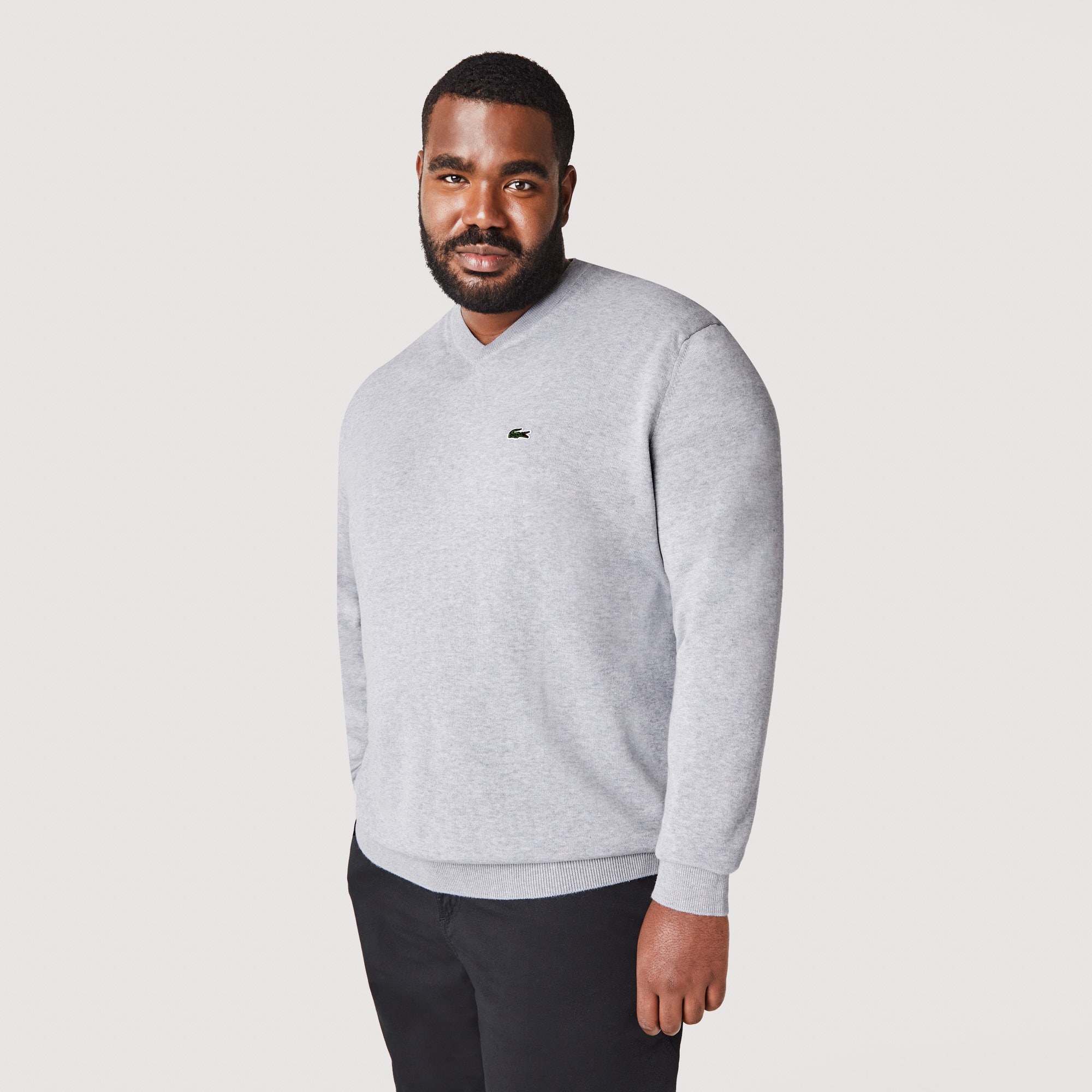Monochrome Cotton V-neck Sweater