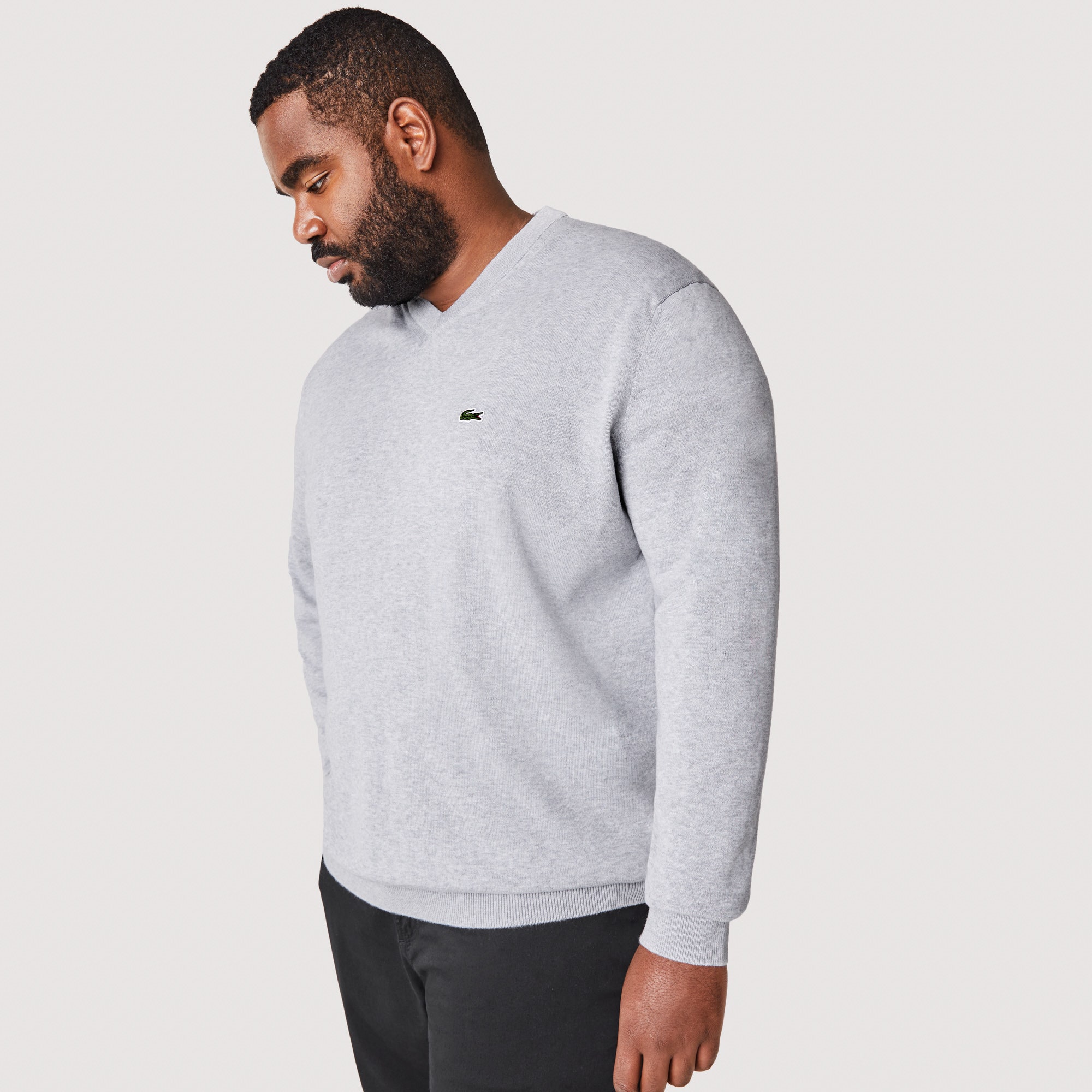 Monochrome Cotton V-neck Sweater