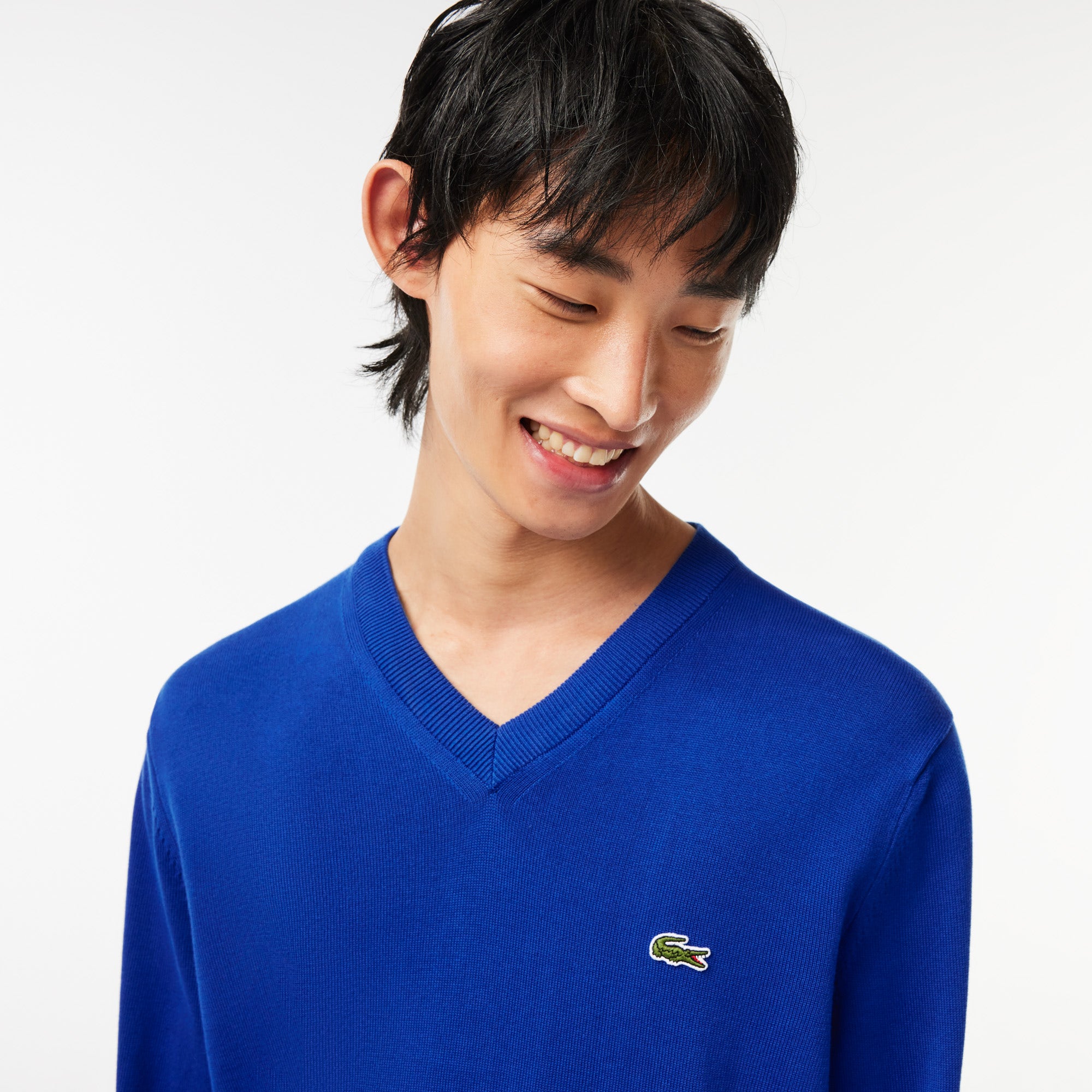 Monochrome Cotton V-neck Sweater