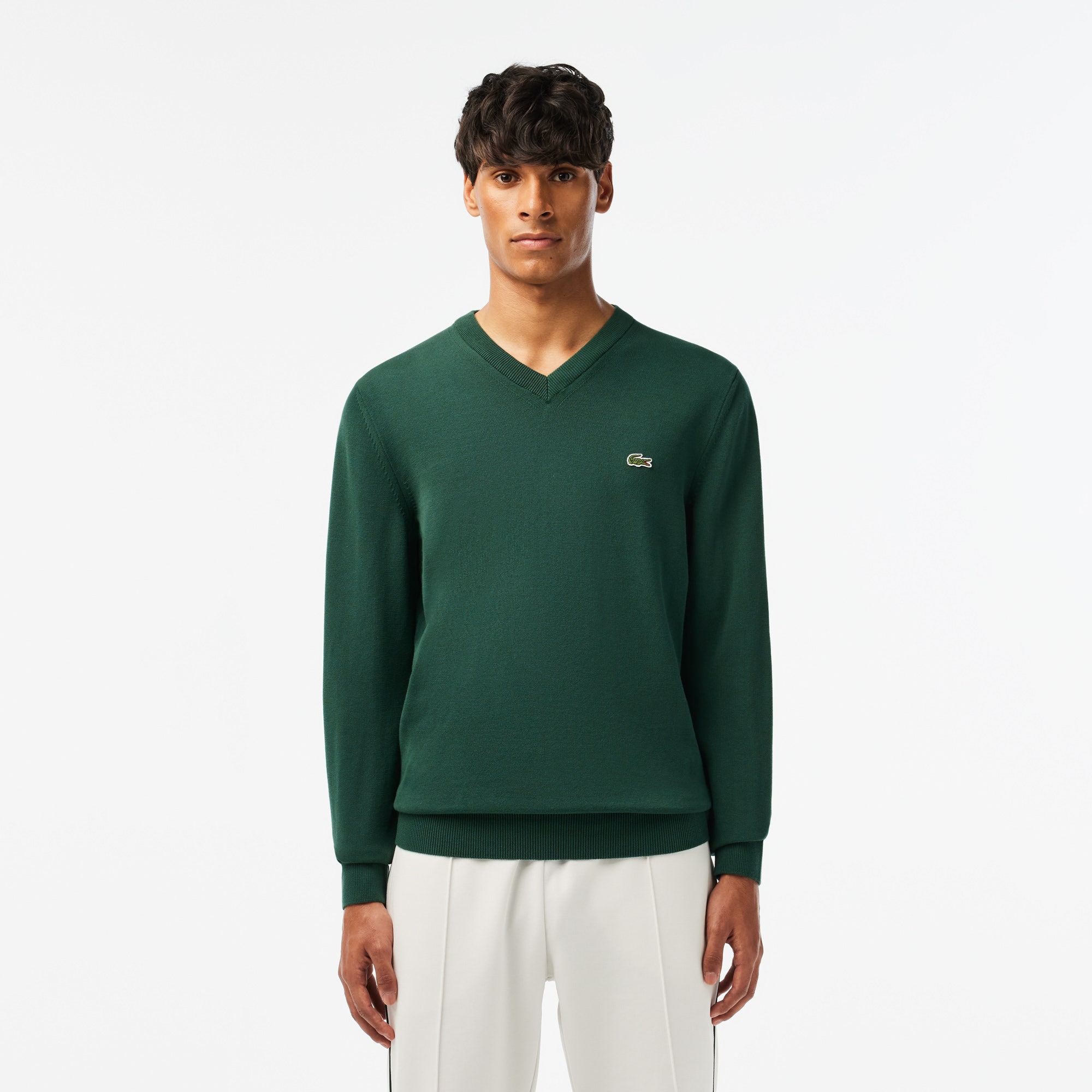 Monochrome Cotton V-neck Sweater