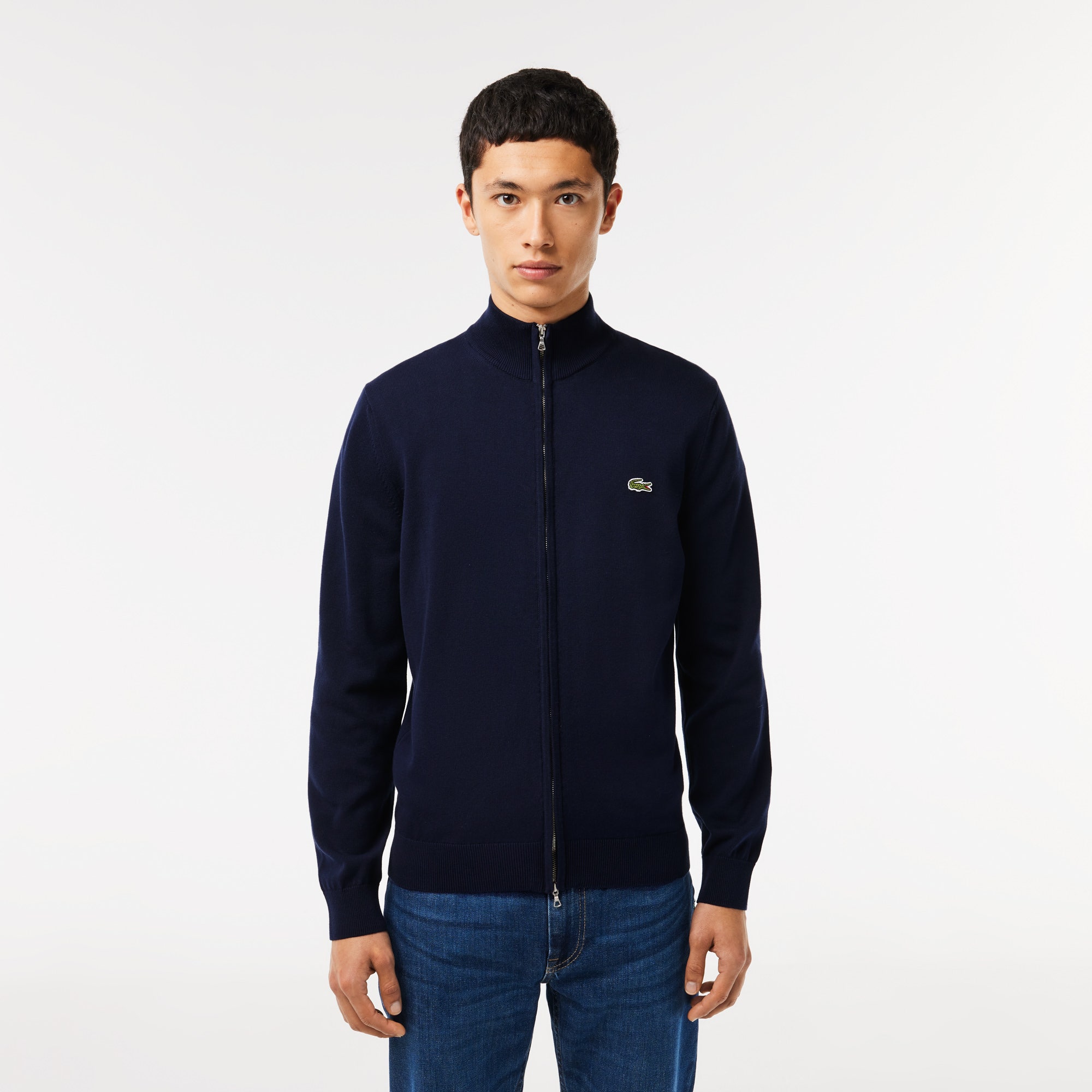 Men's Stand-up Collar Organic Cotton Zippered Sweater
