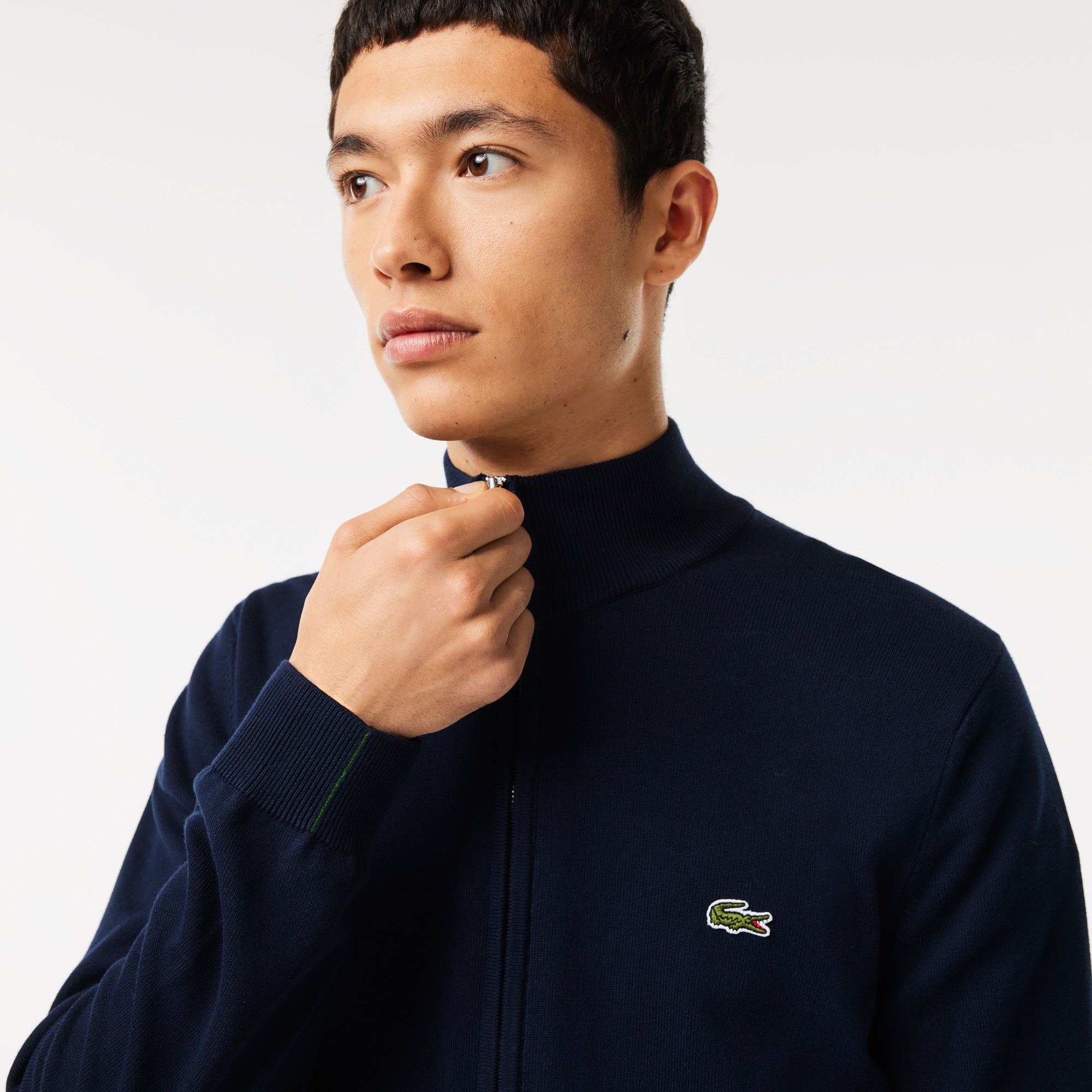 Men's Stand-up Collar Organic Cotton Zippered Sweater