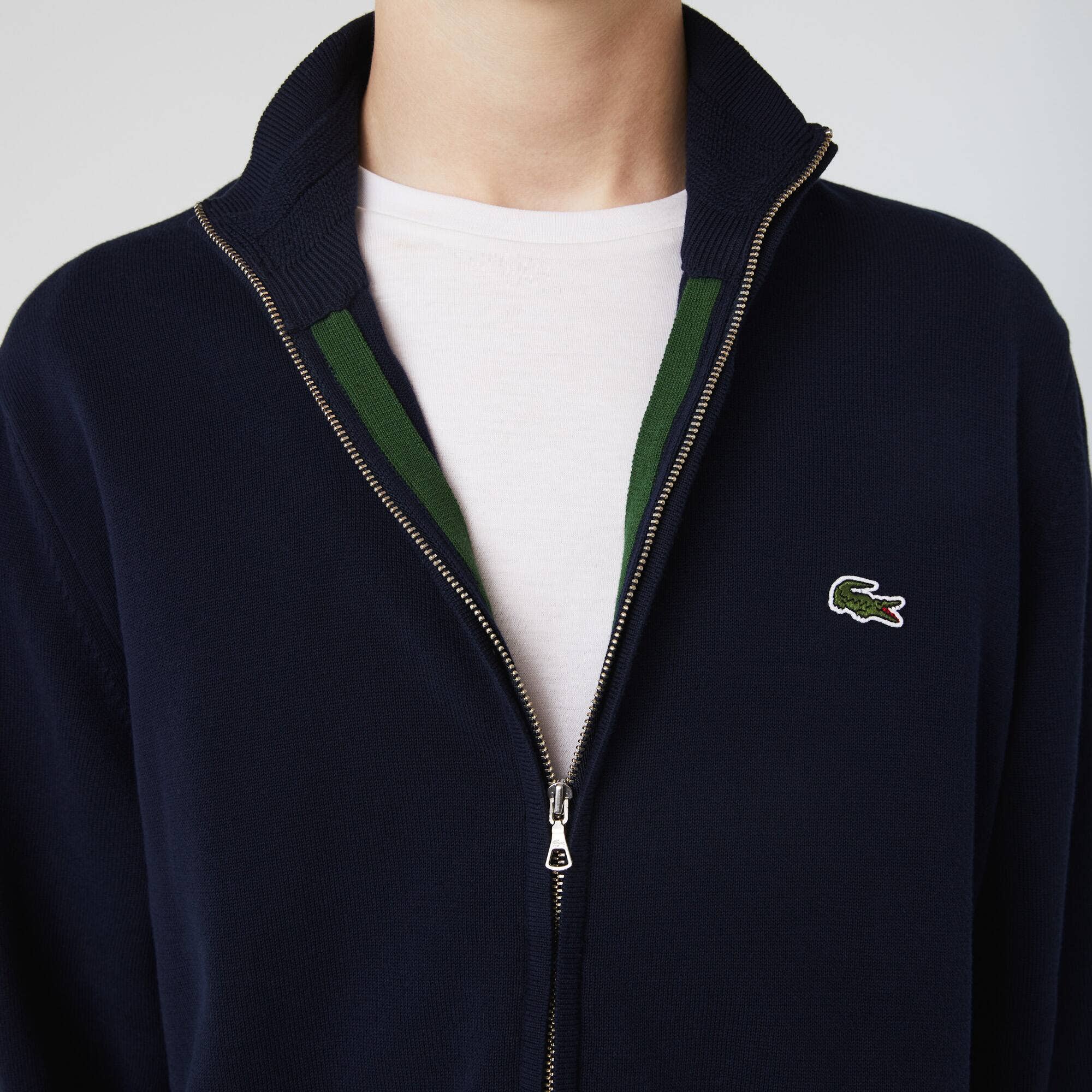 Men's Stand-up Collar Organic Cotton Zippered Sweater