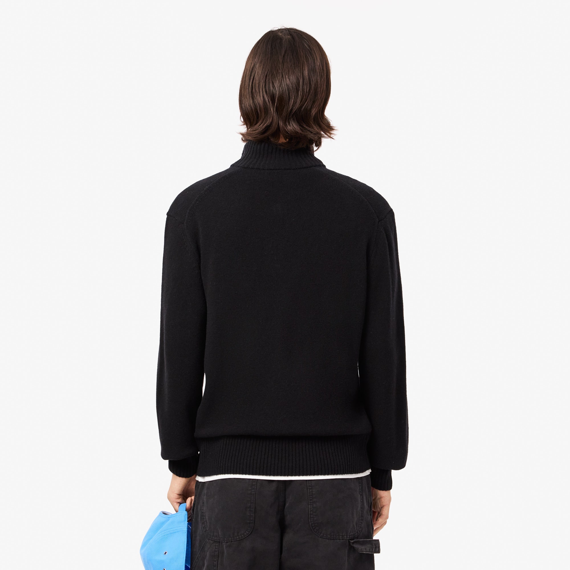 Zip Neck Carded Wool Sweater