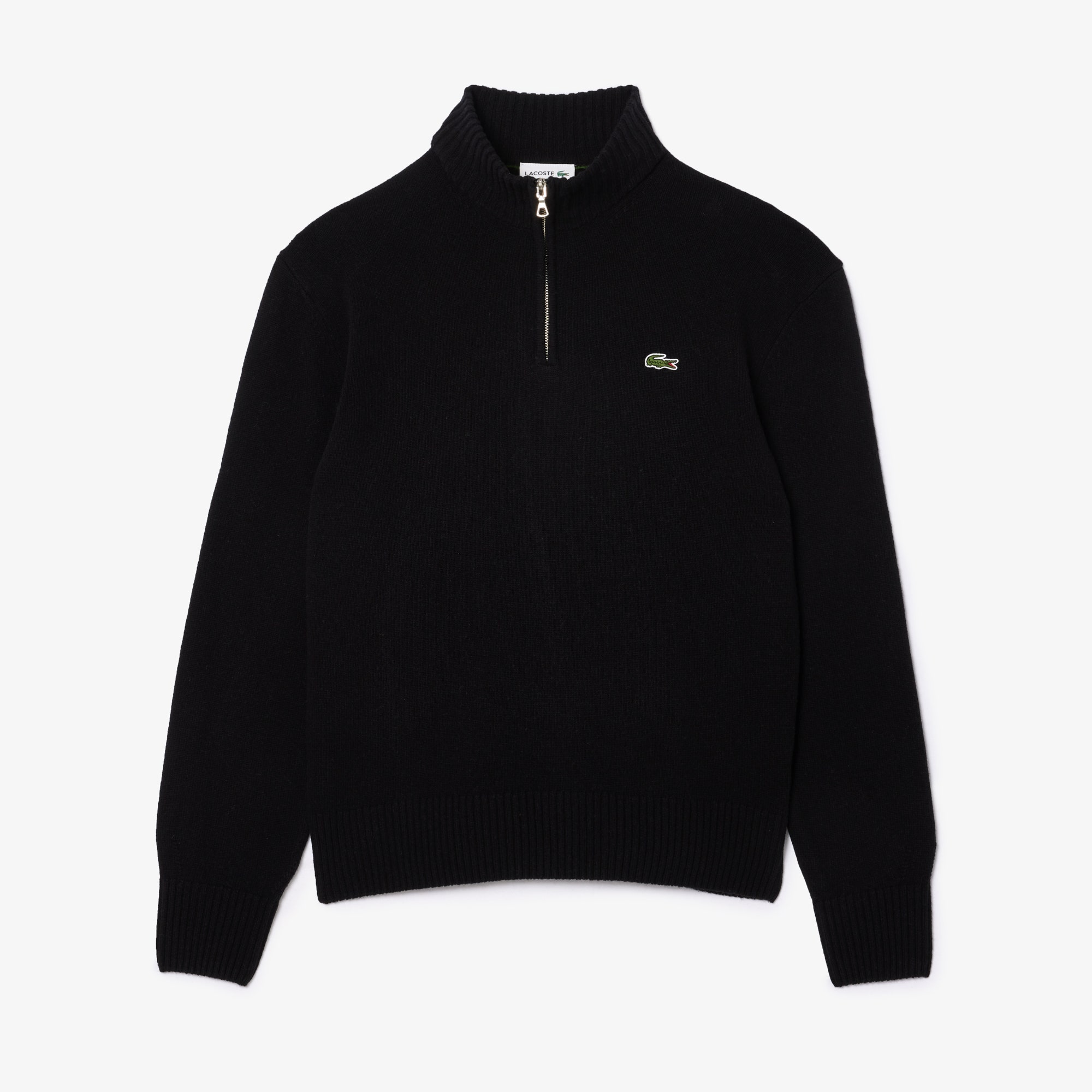 Zip Neck Carded Wool Sweater