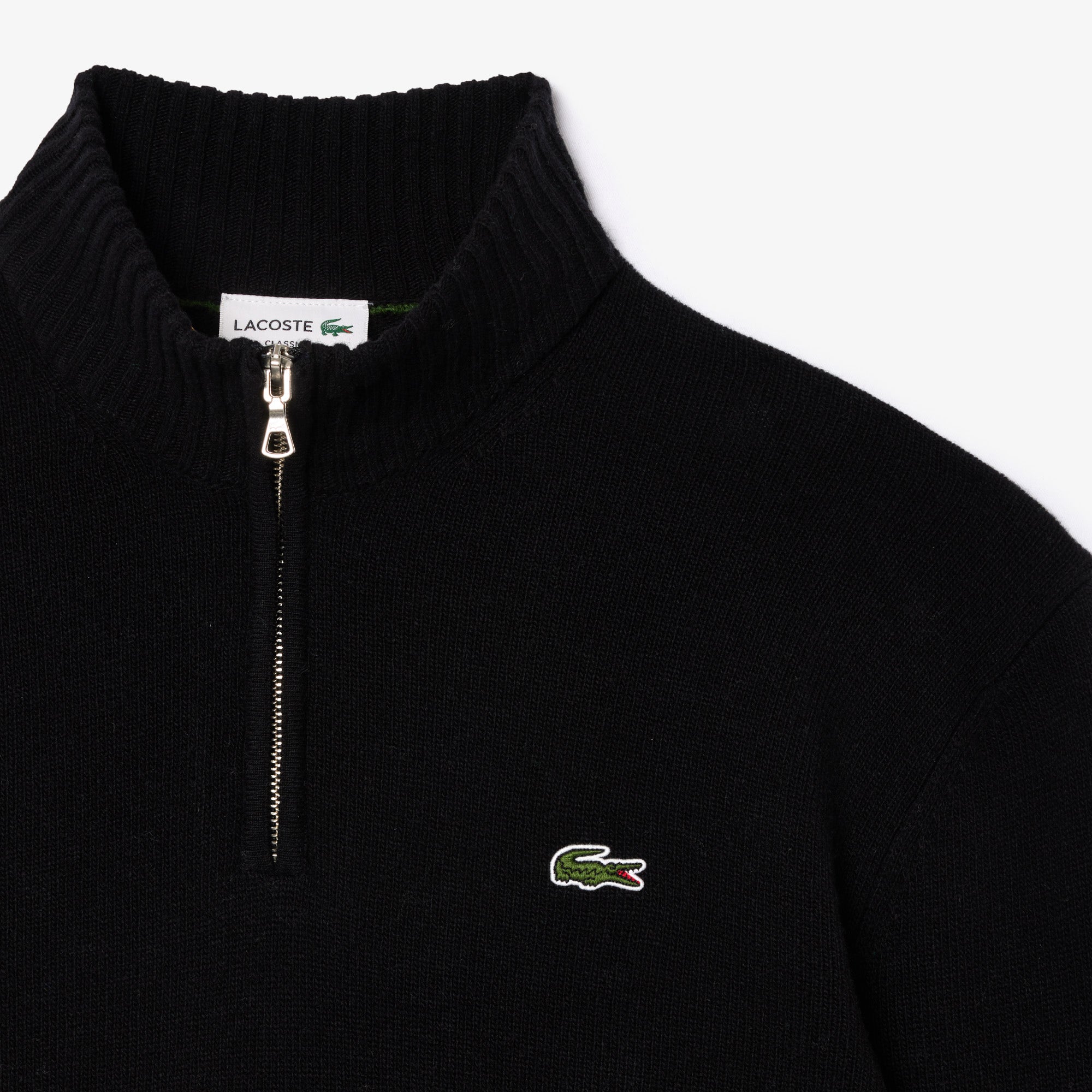 Zip Neck Carded Wool Sweater