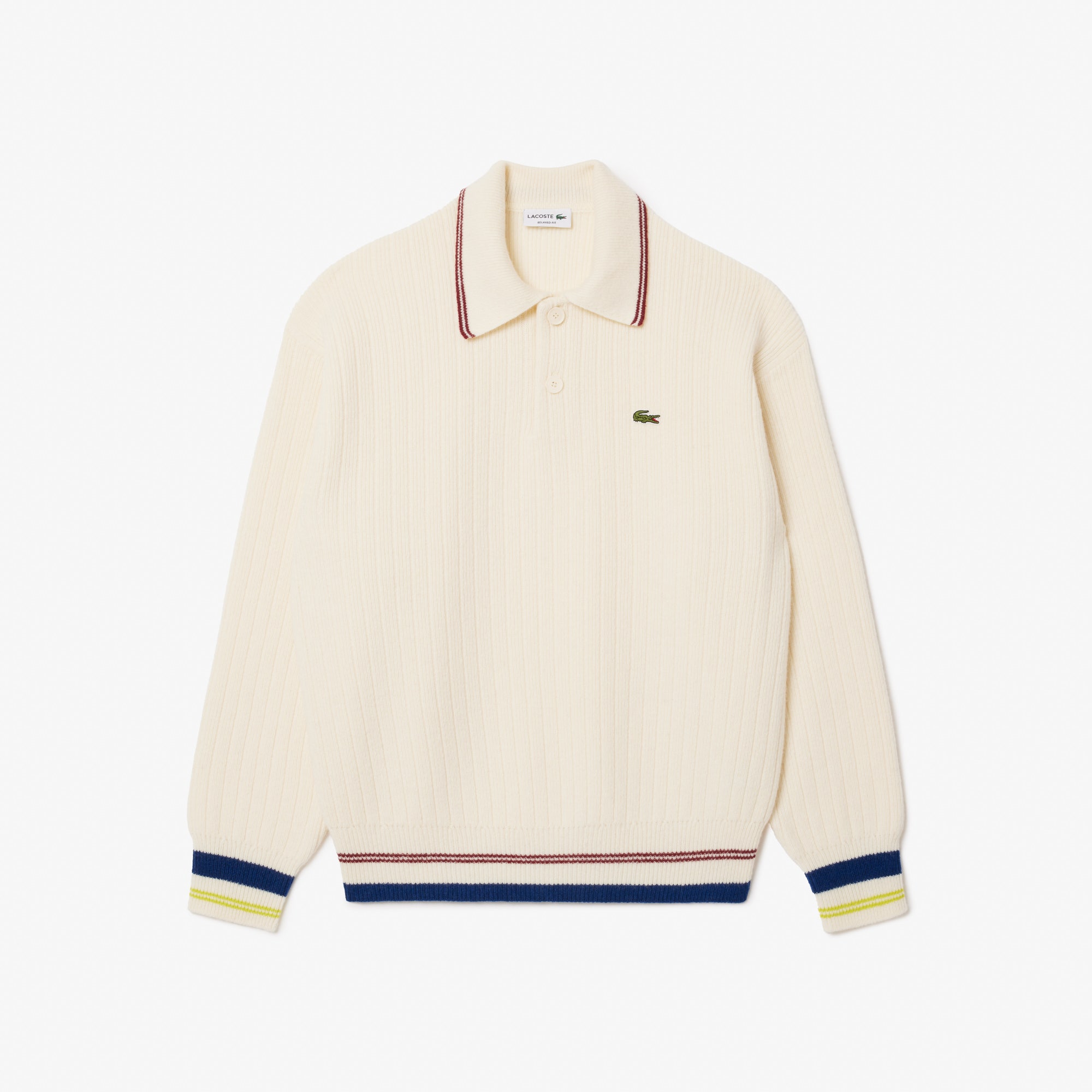 Relaxed Fit Carded Wool Polo Shirt Sweater