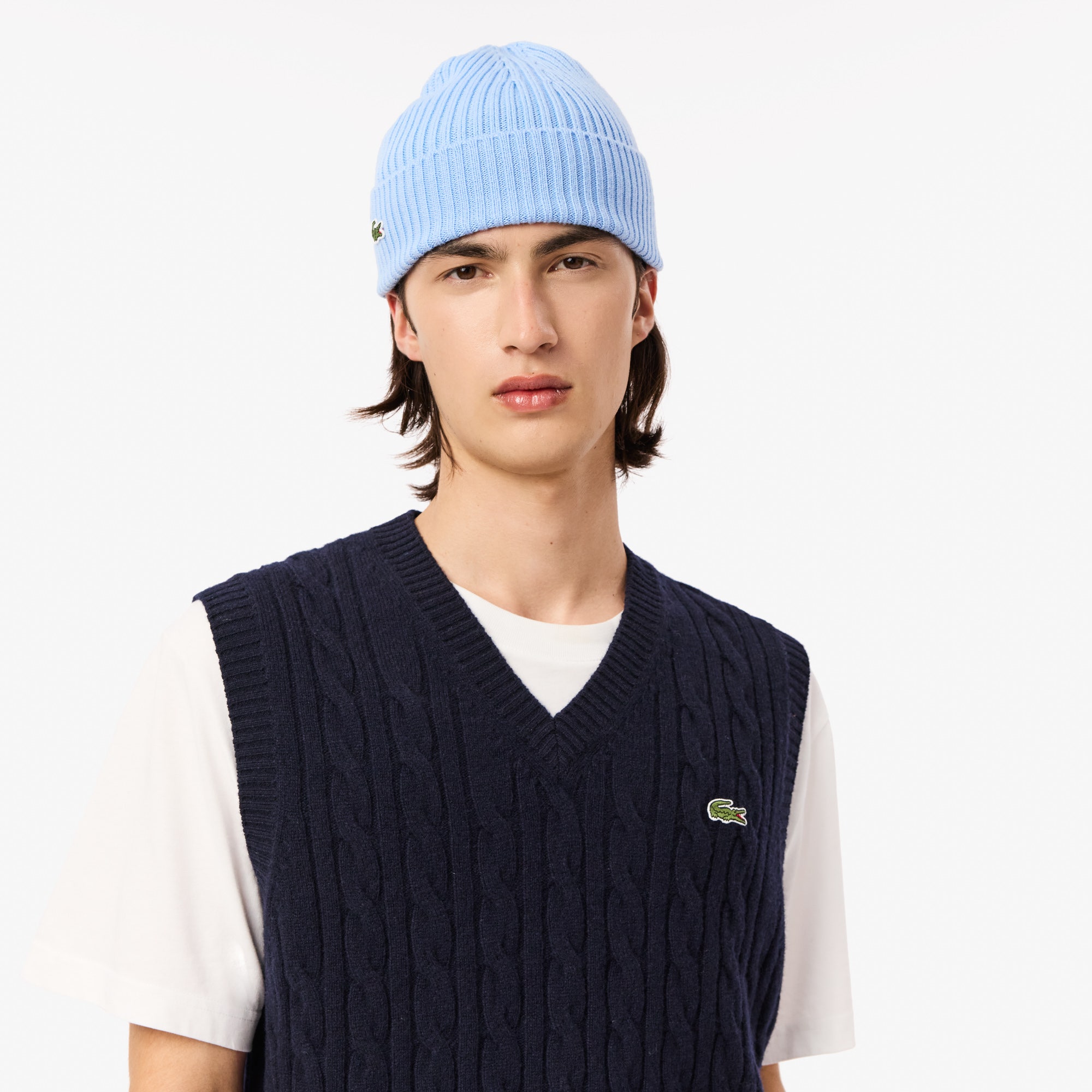 Cable Knit Carded Wool Sweater Vest