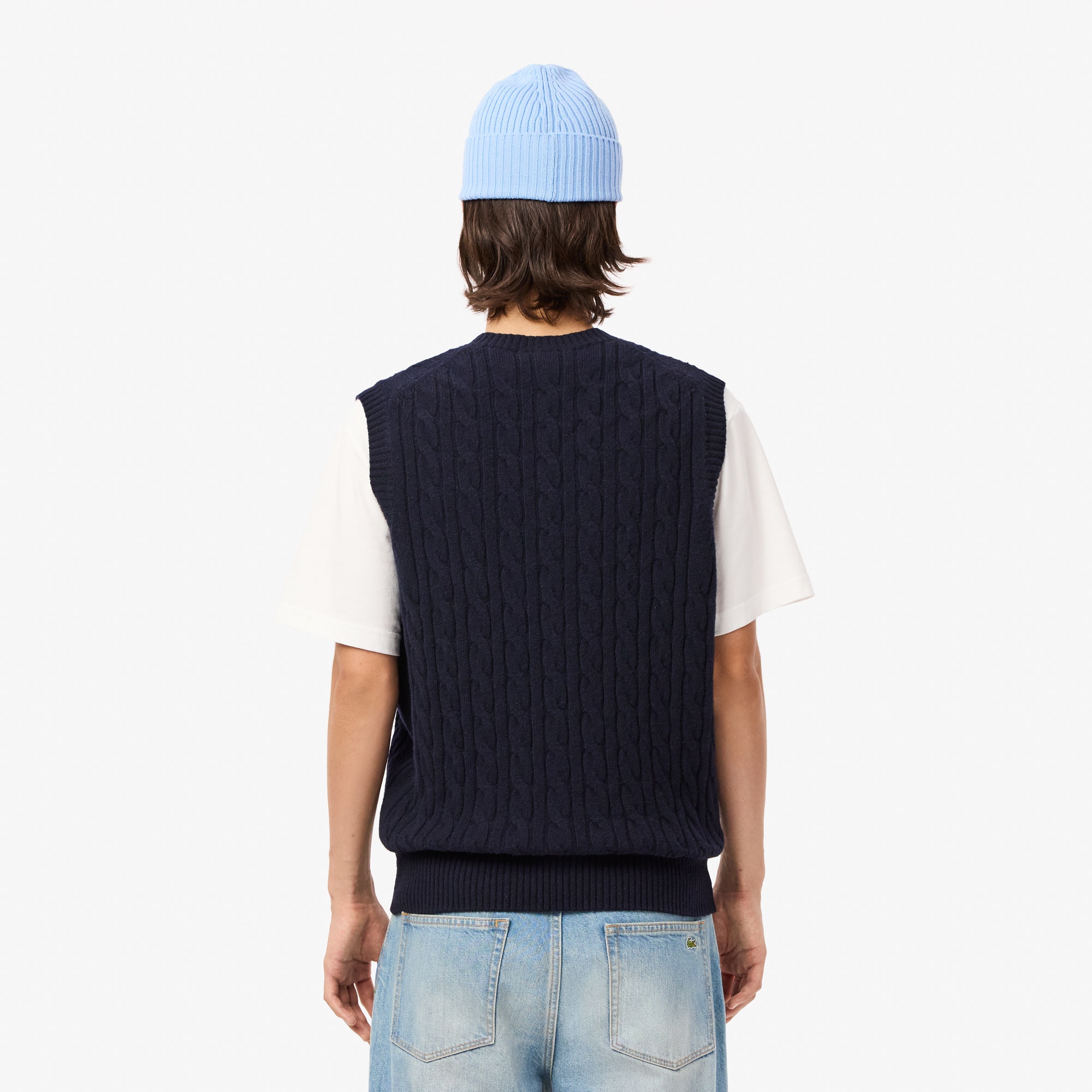 Cable Knit Carded Wool Sweater Vest