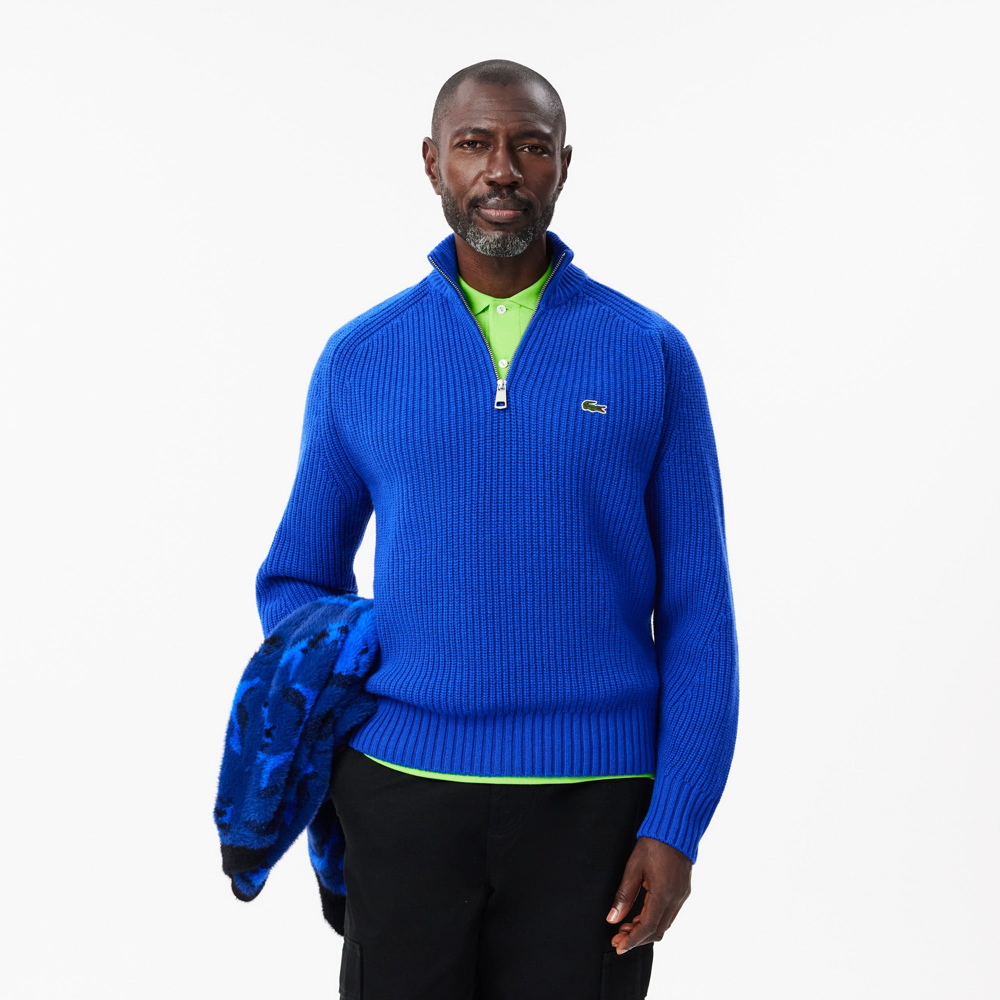 Thick Carded Wool Zip Neck Sweater