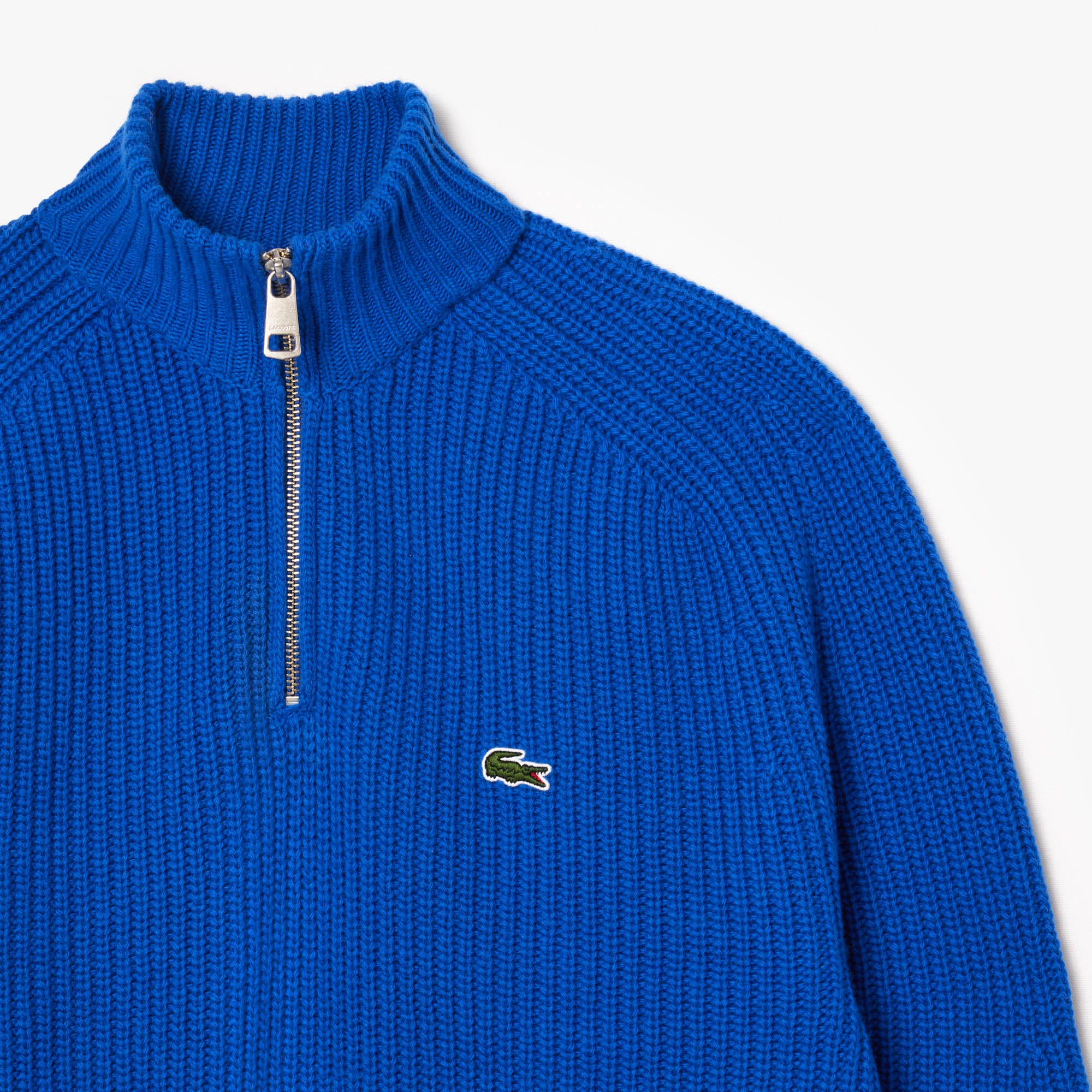 Thick Carded Wool Zip Neck Sweater