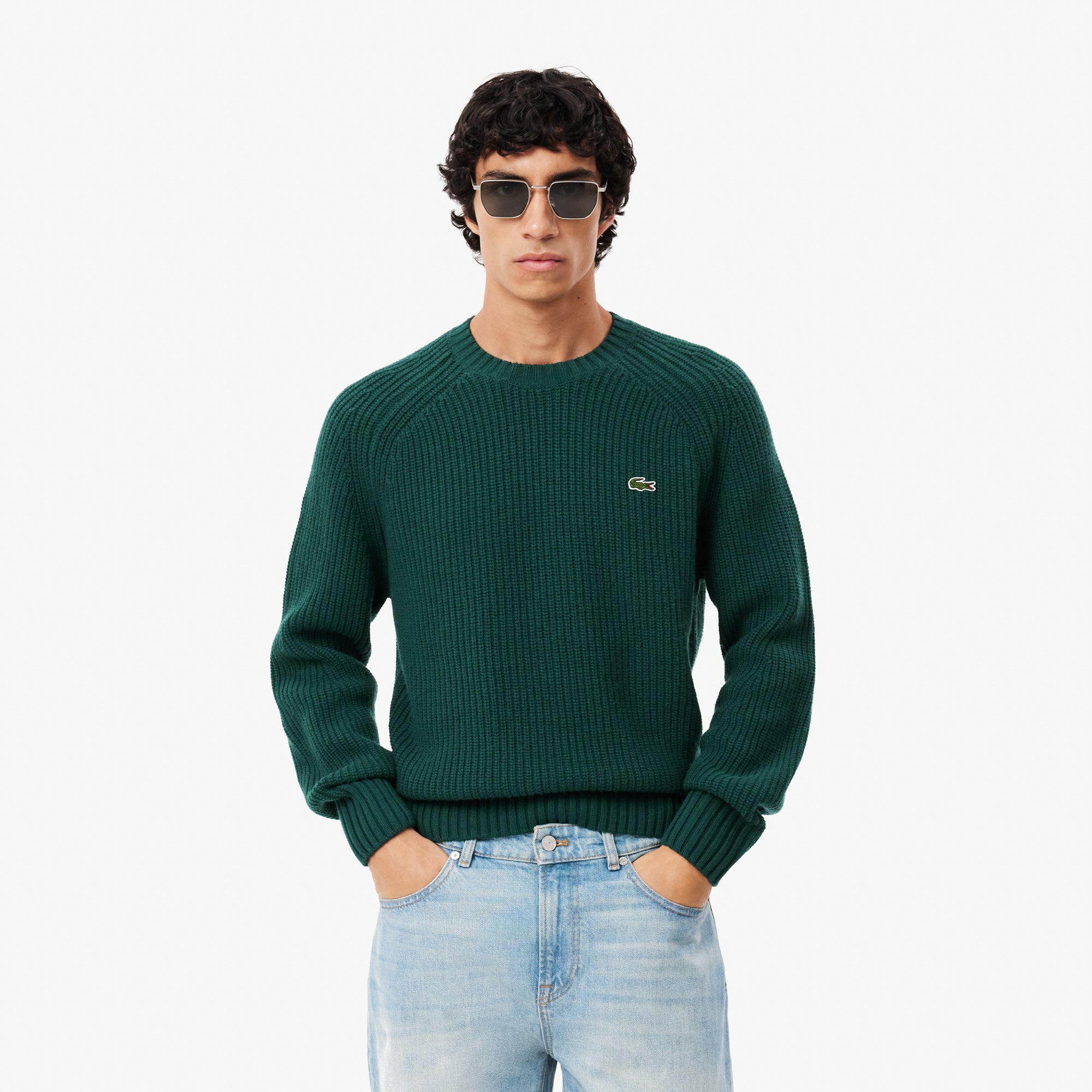 Thick Carded Wool Crew Neck Sweater
