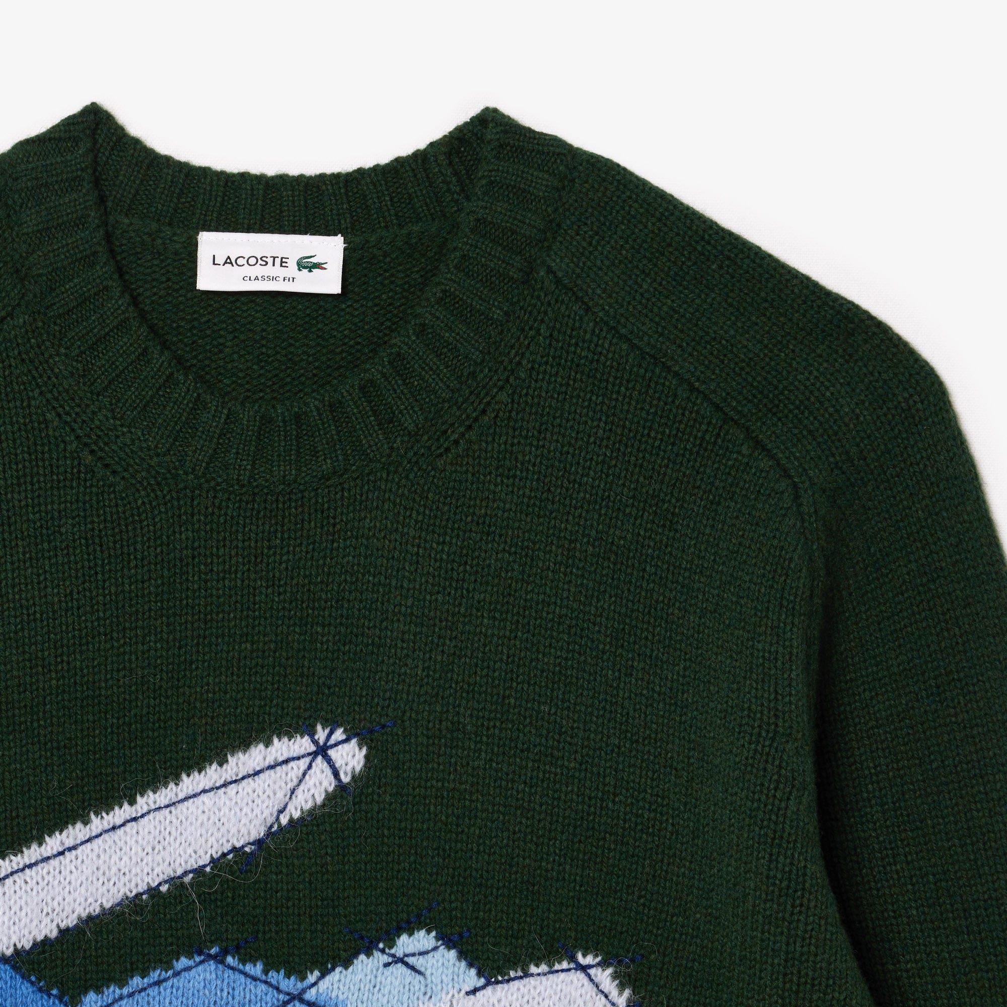 Crocodile Motif Carded Wool Sweater