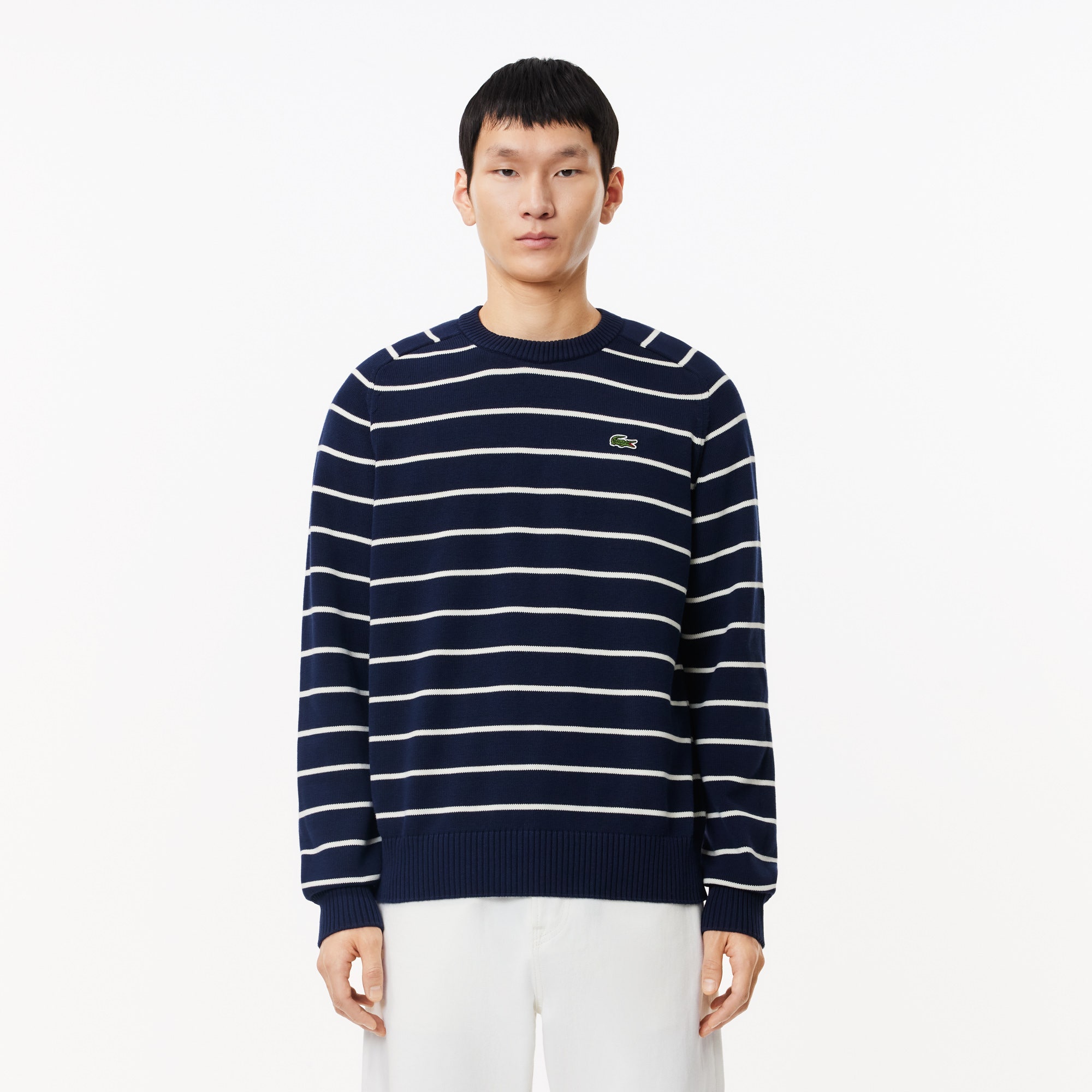 Cotton Crew Neck Striped Sweater