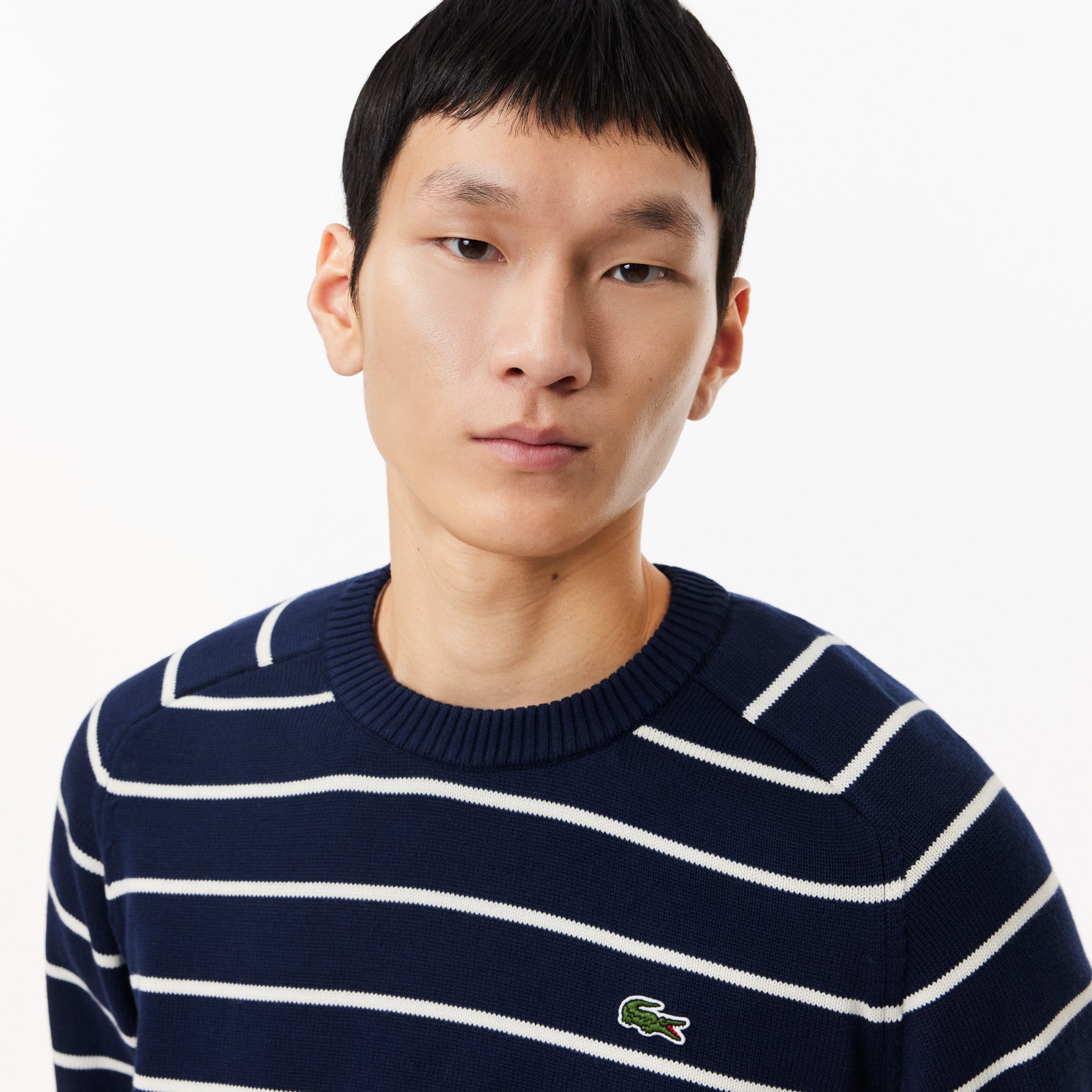 Cotton Crew Neck Striped Sweater