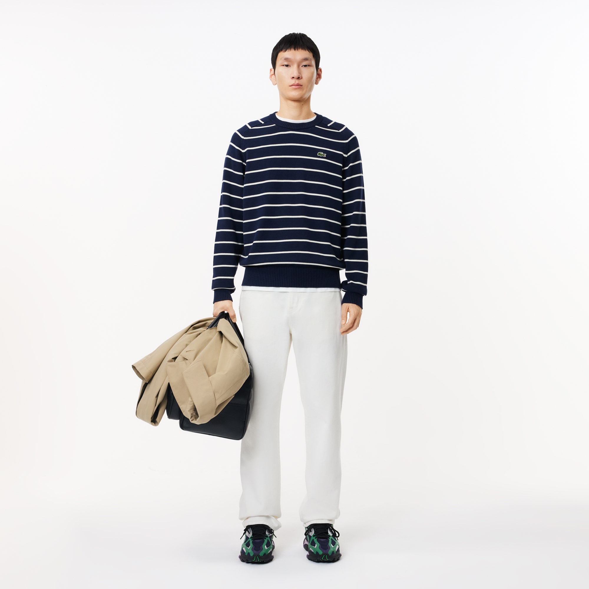 Cotton Crew Neck Striped Sweater