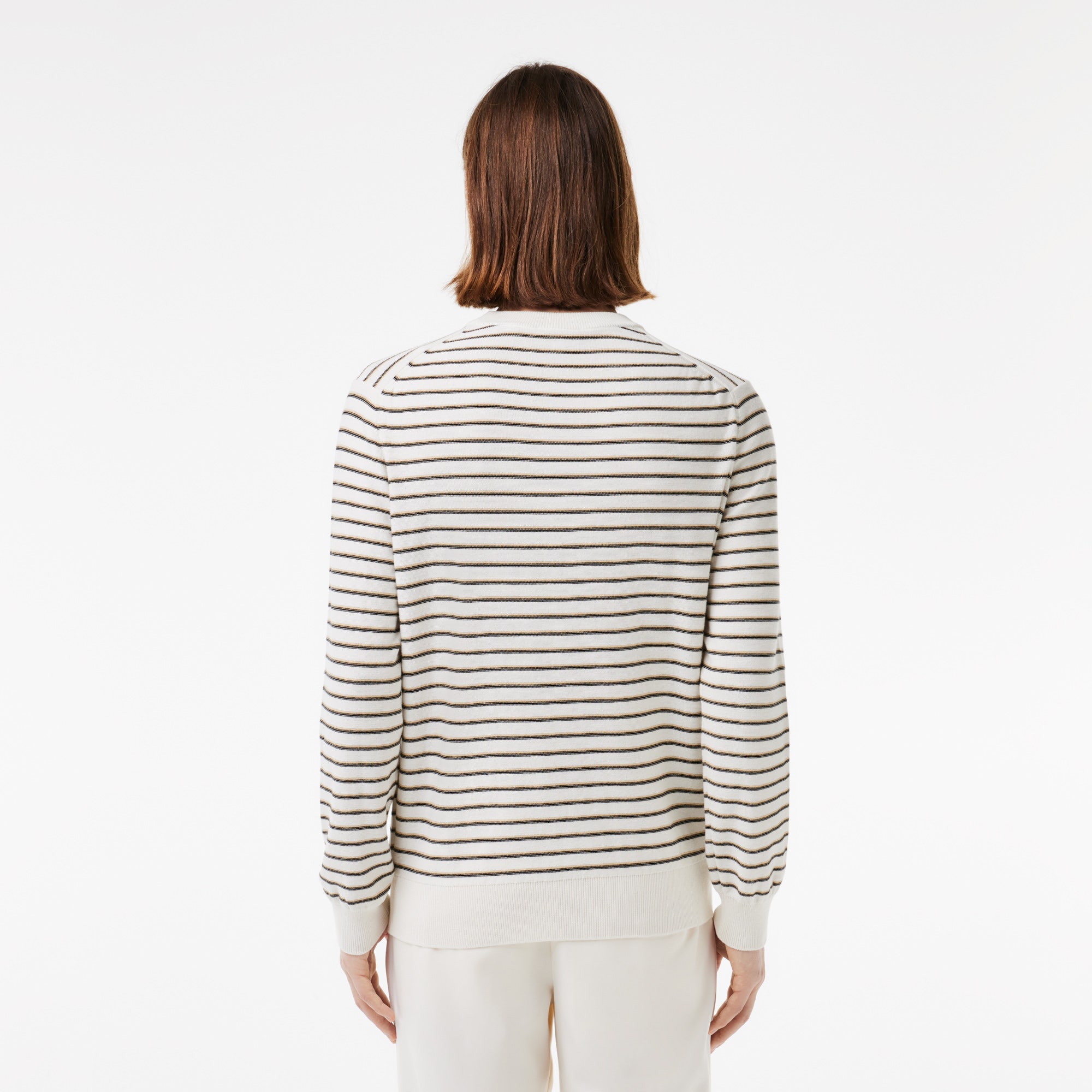 Lacoste Badge Striped Cotton Sweater