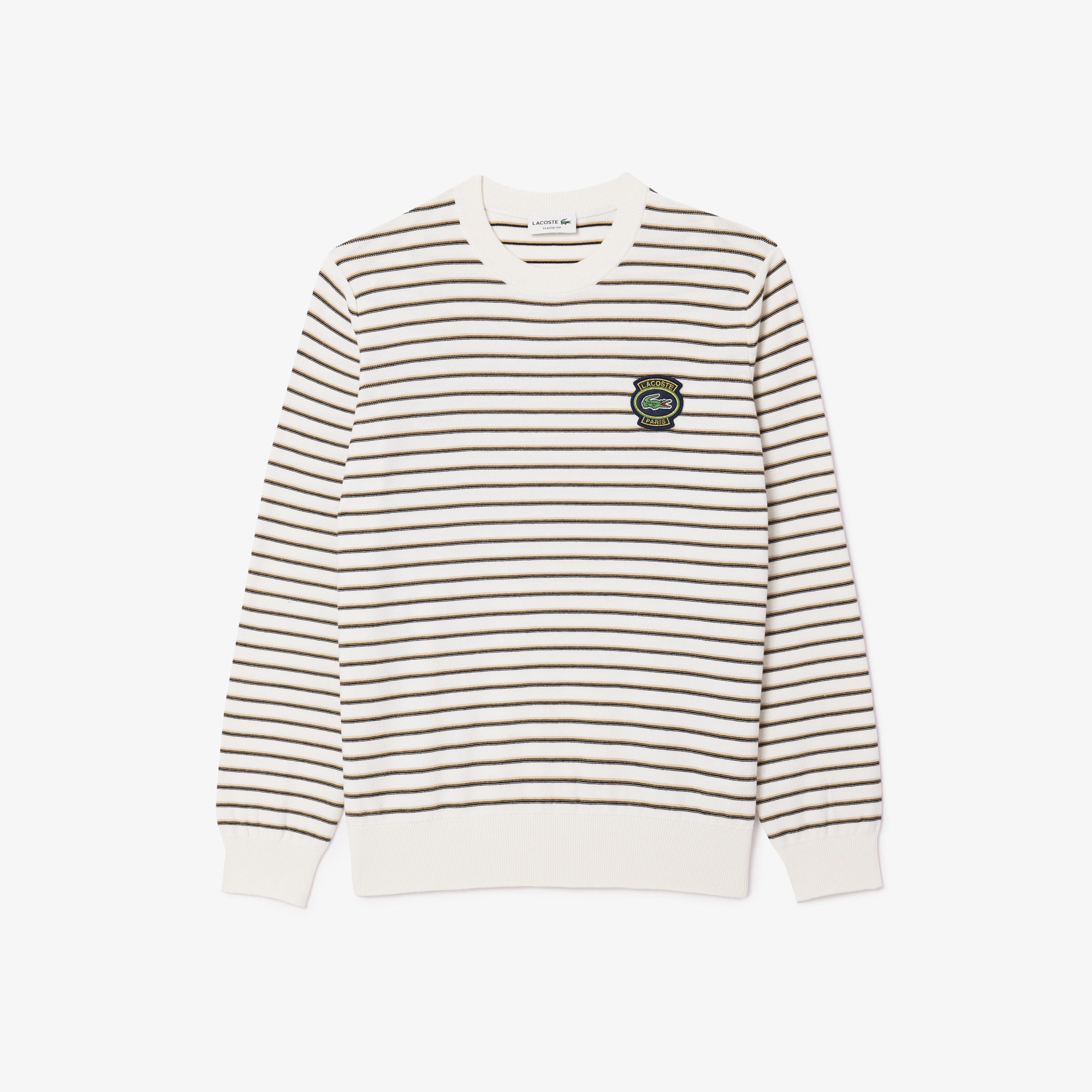 Lacoste Badge Striped Cotton Sweater