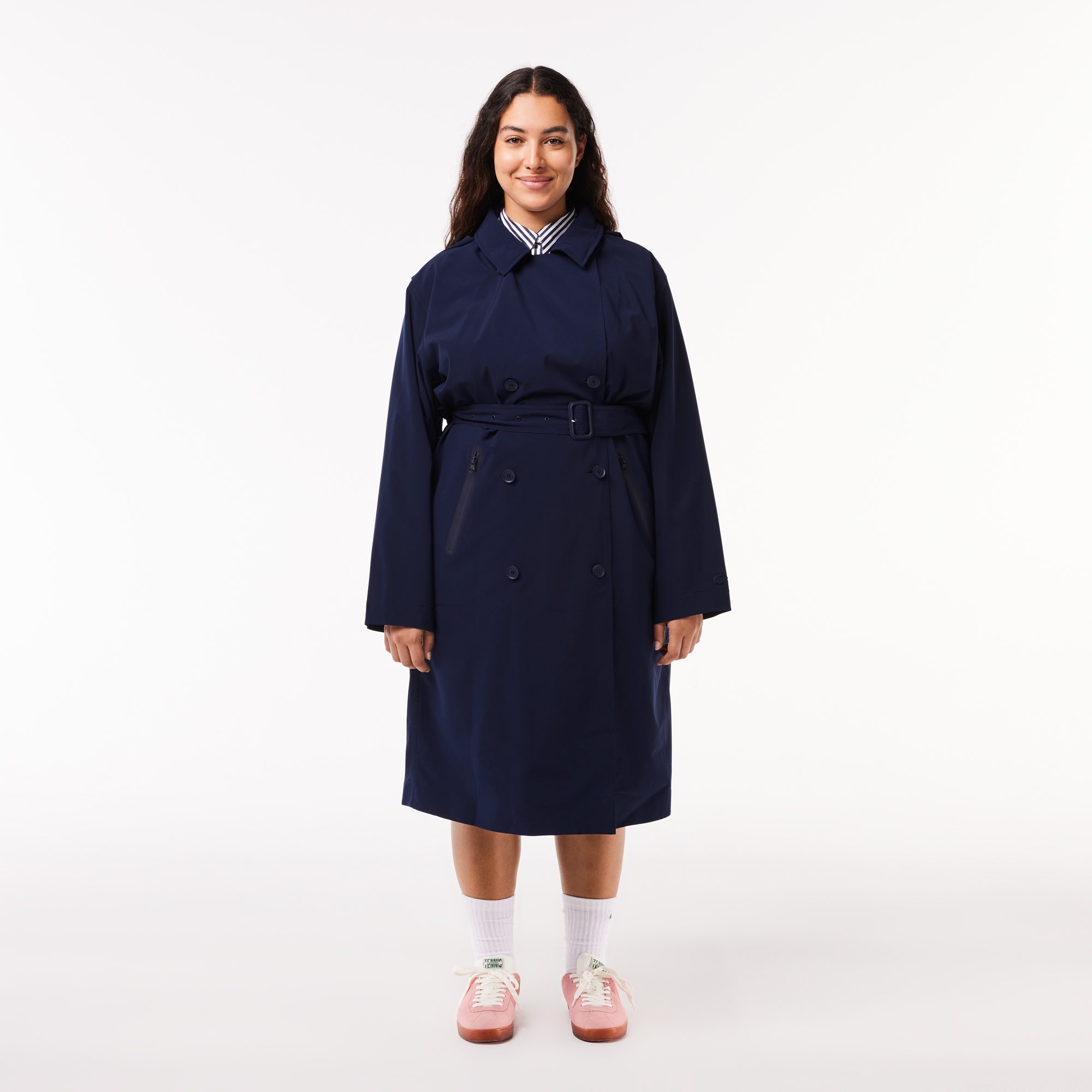 Women's Lacoste Two-Ply Pique Oversized Trench Coat