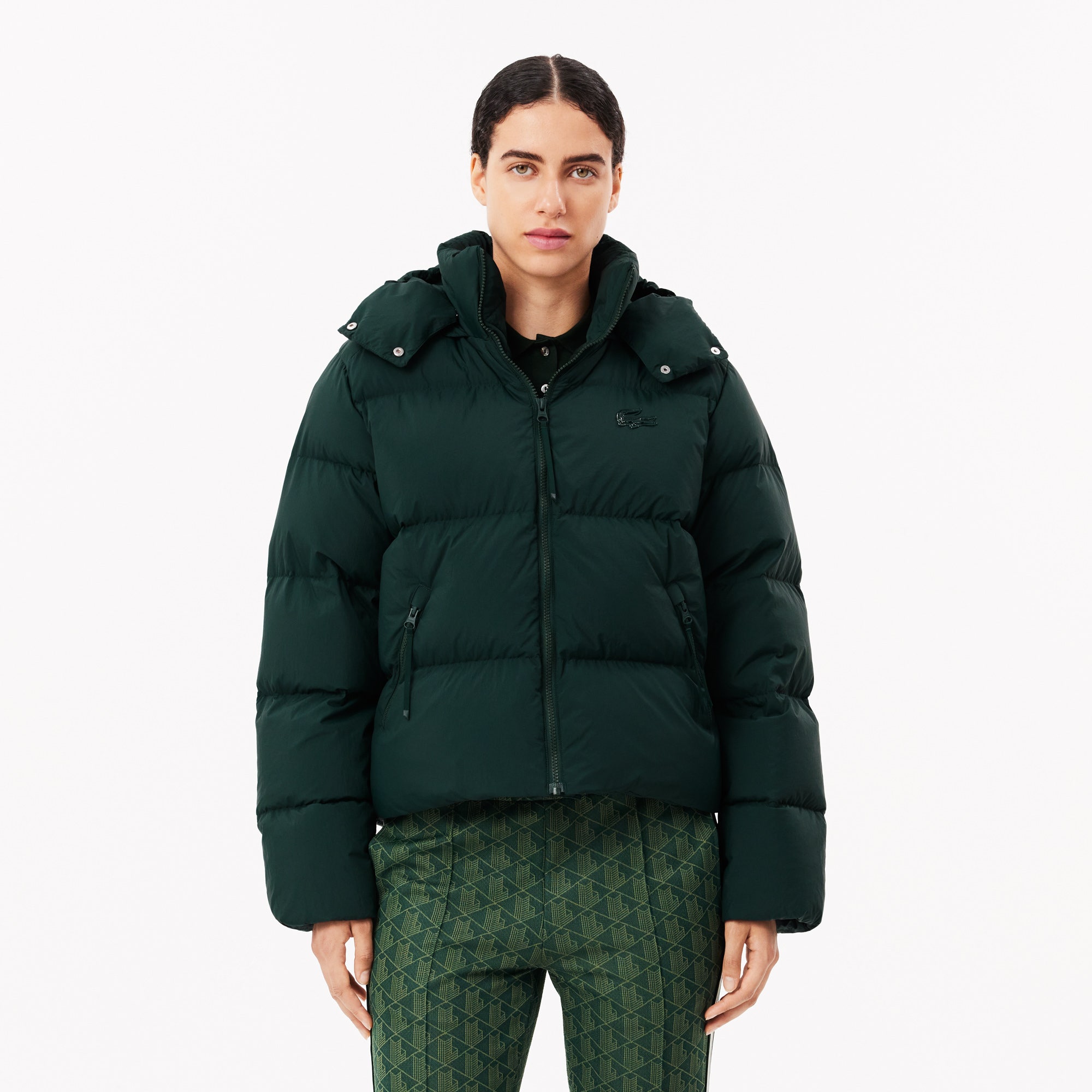 Relaxed Fit Glossy Crocodile Down Jacket