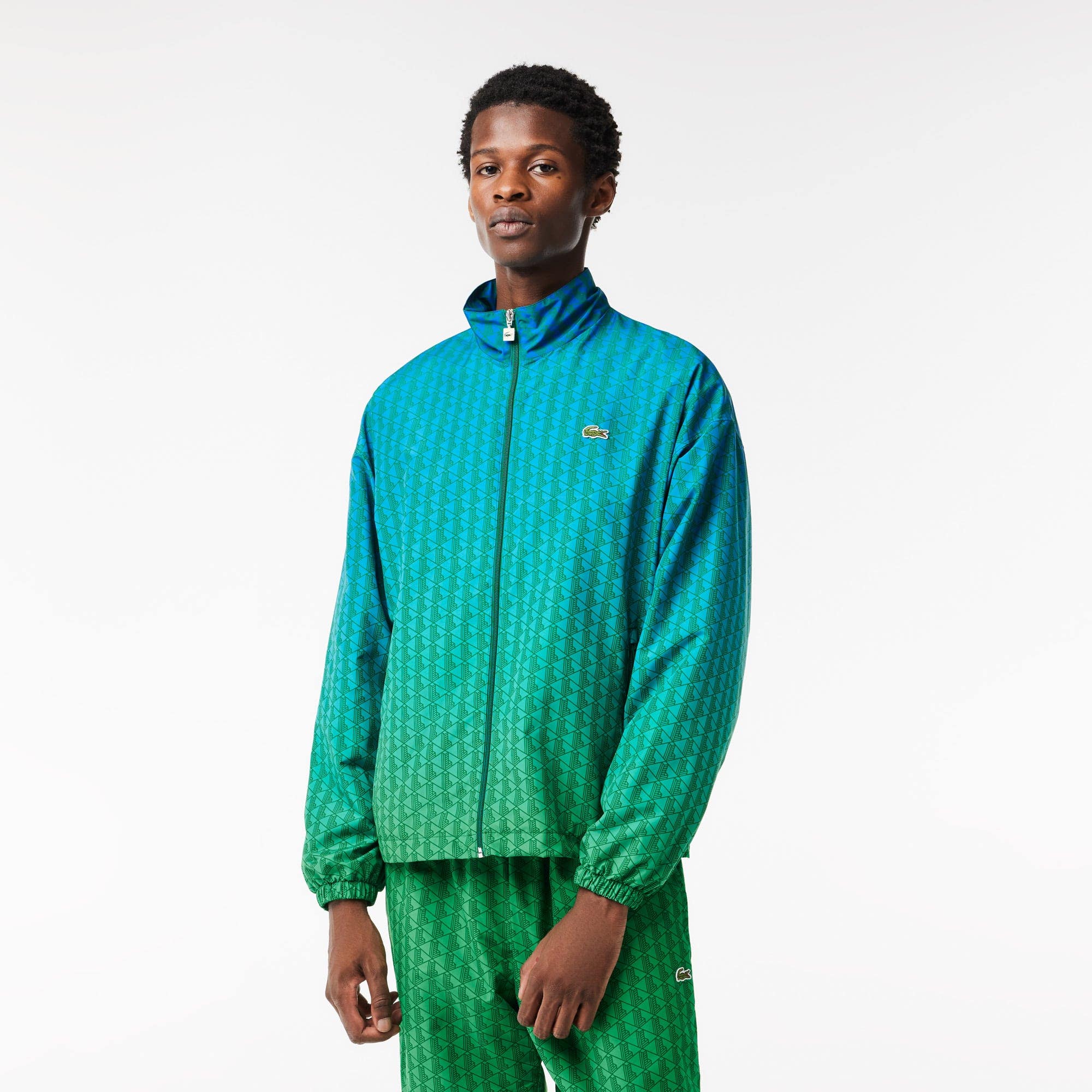 Monogram Print Ombre Effect Sportsuit Jacket