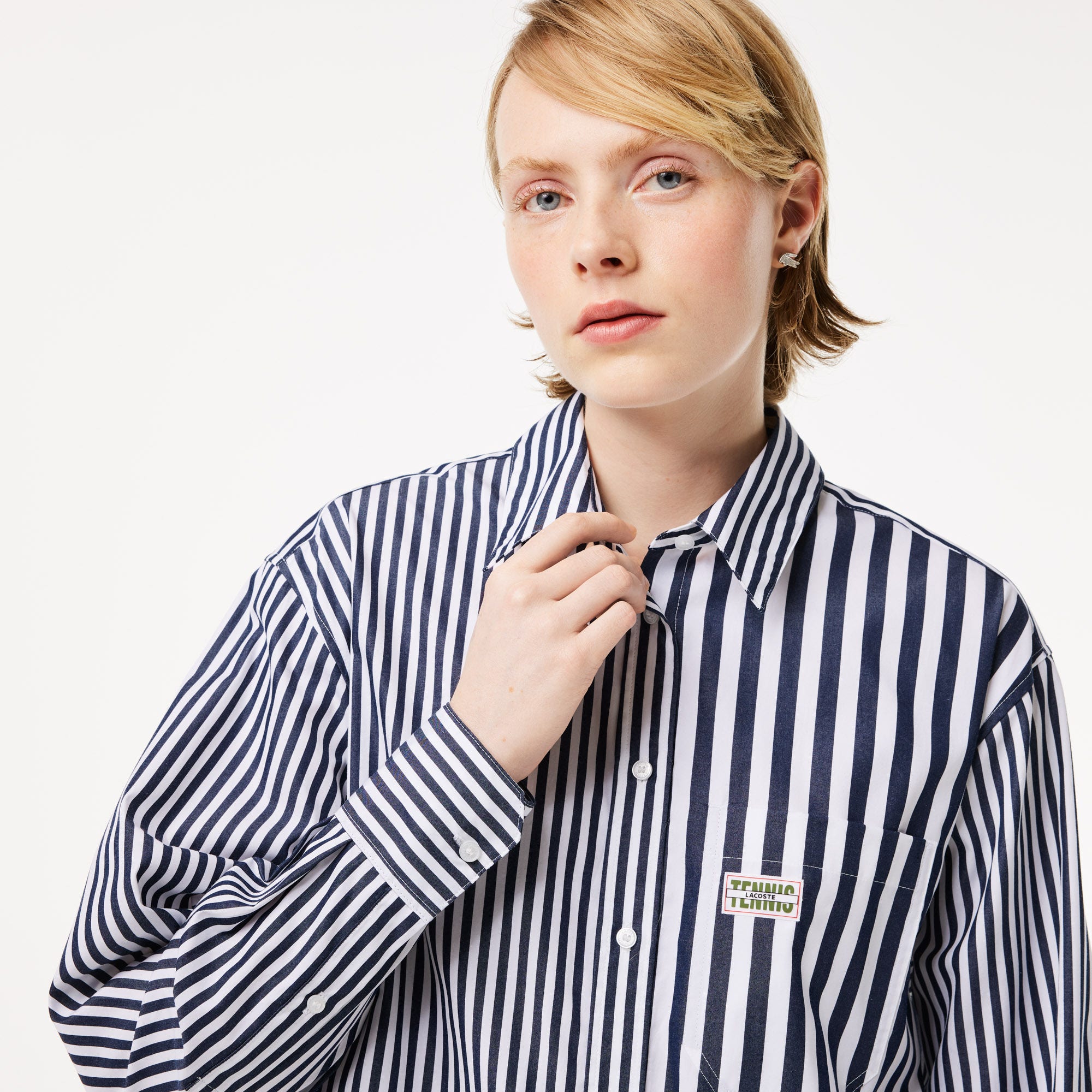 Lacoste x Bandier Striped Cotton Poplin Shirt