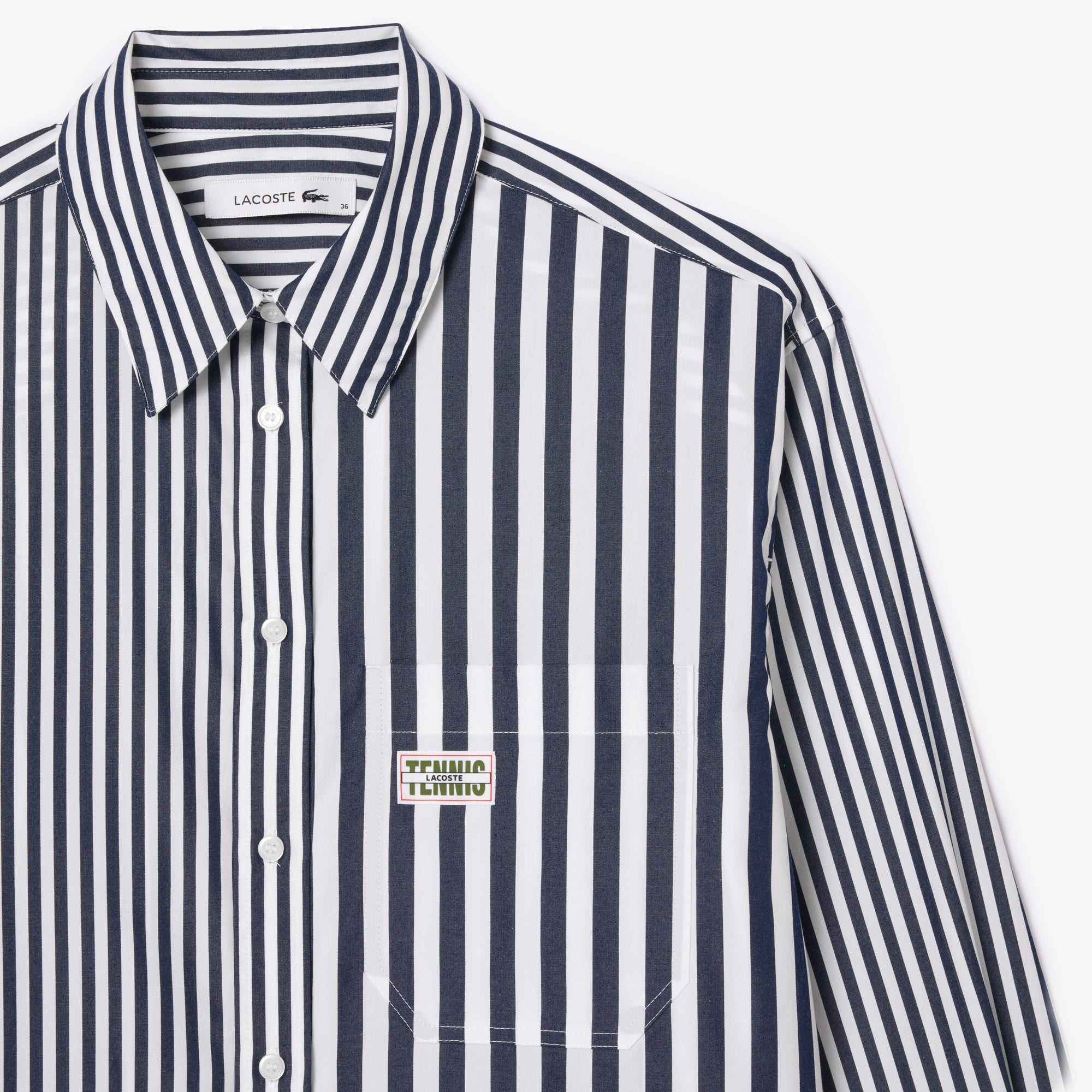 Lacoste x Bandier Striped Cotton Poplin Shirt