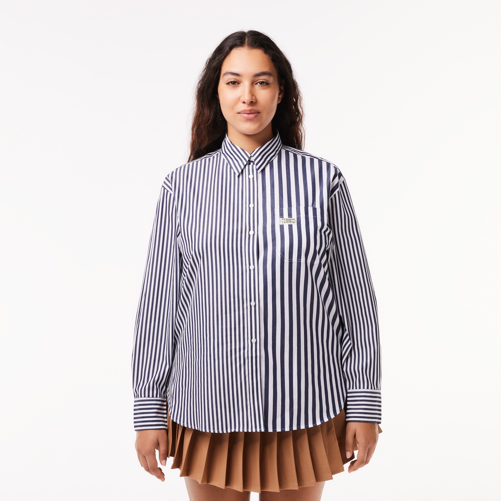 Lacoste x Bandier Striped Cotton Poplin Shirt