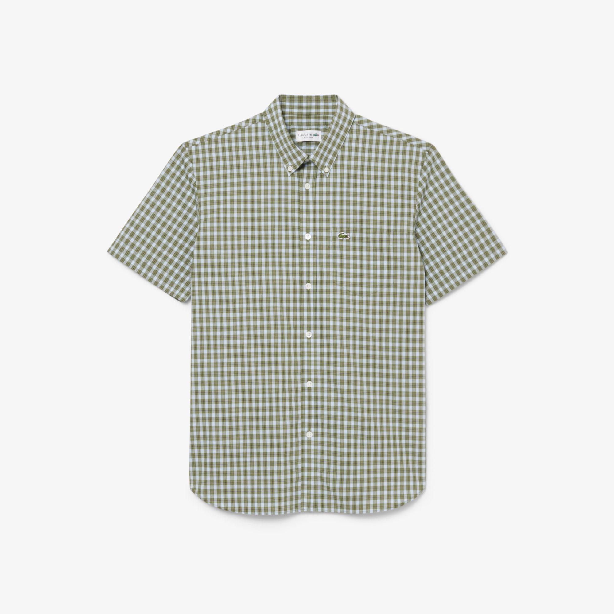 Short Sleeved Buttoned Collar Checked Shirt