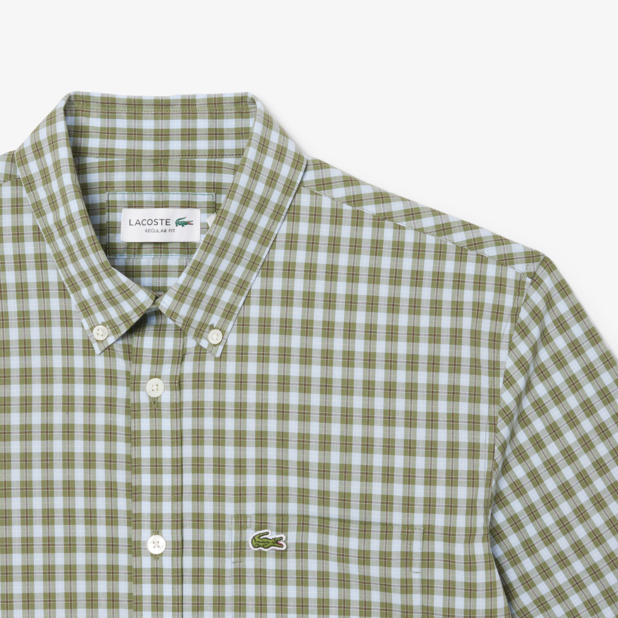 Short Sleeved Buttoned Collar Checked Shirt