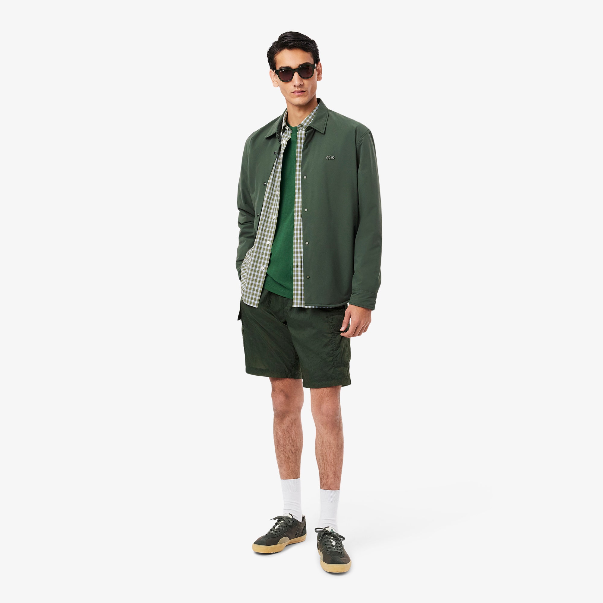 Short Sleeved Buttoned Collar Checked Shirt