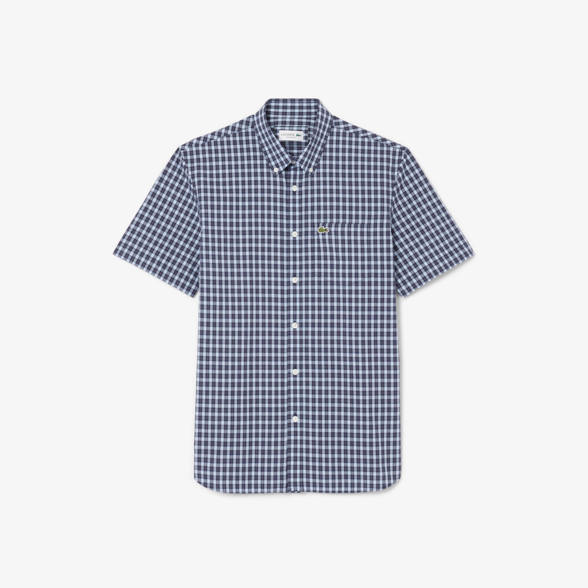 Short Sleeved Buttoned Collar Checked Shirt