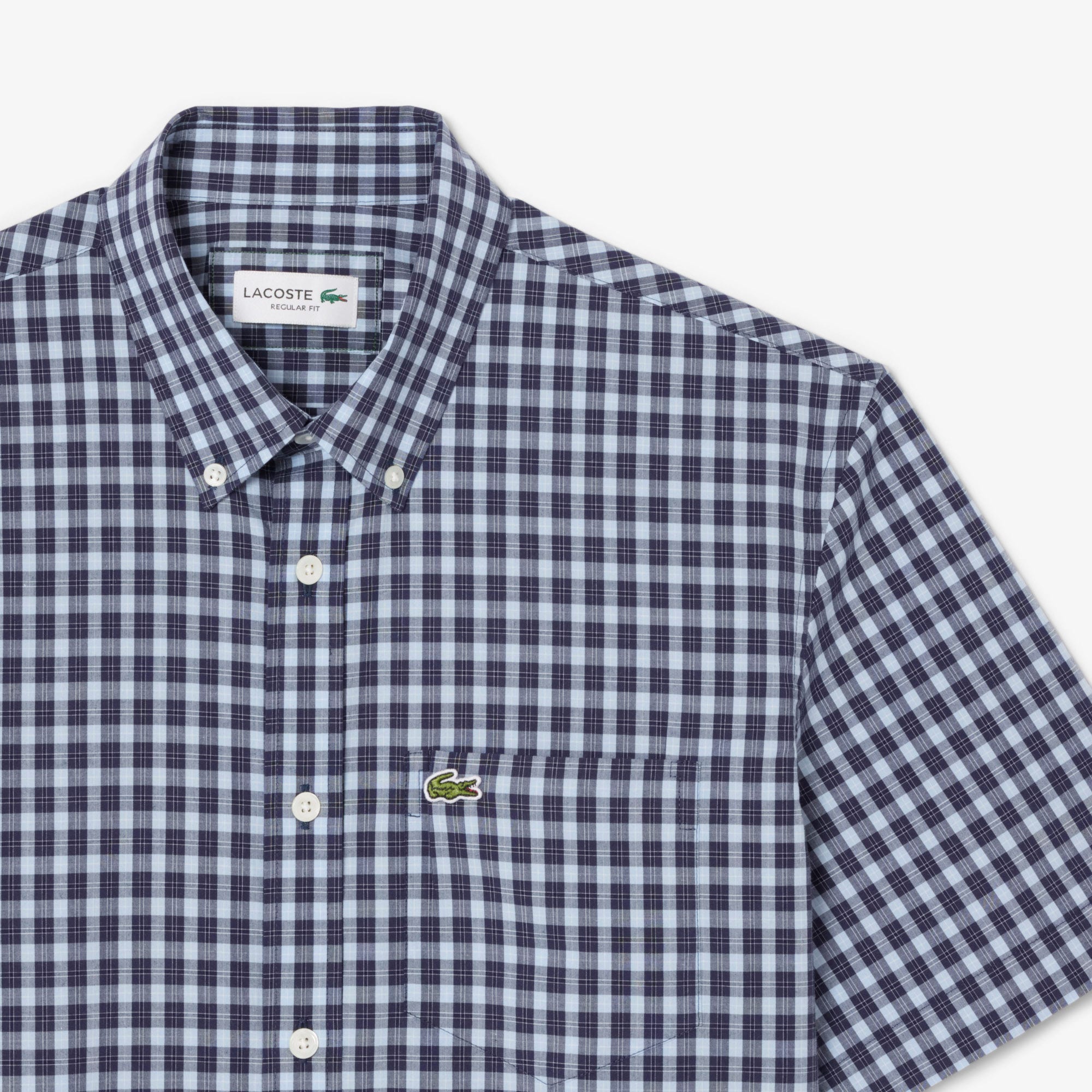 Short Sleeved Buttoned Collar Checked Shirt